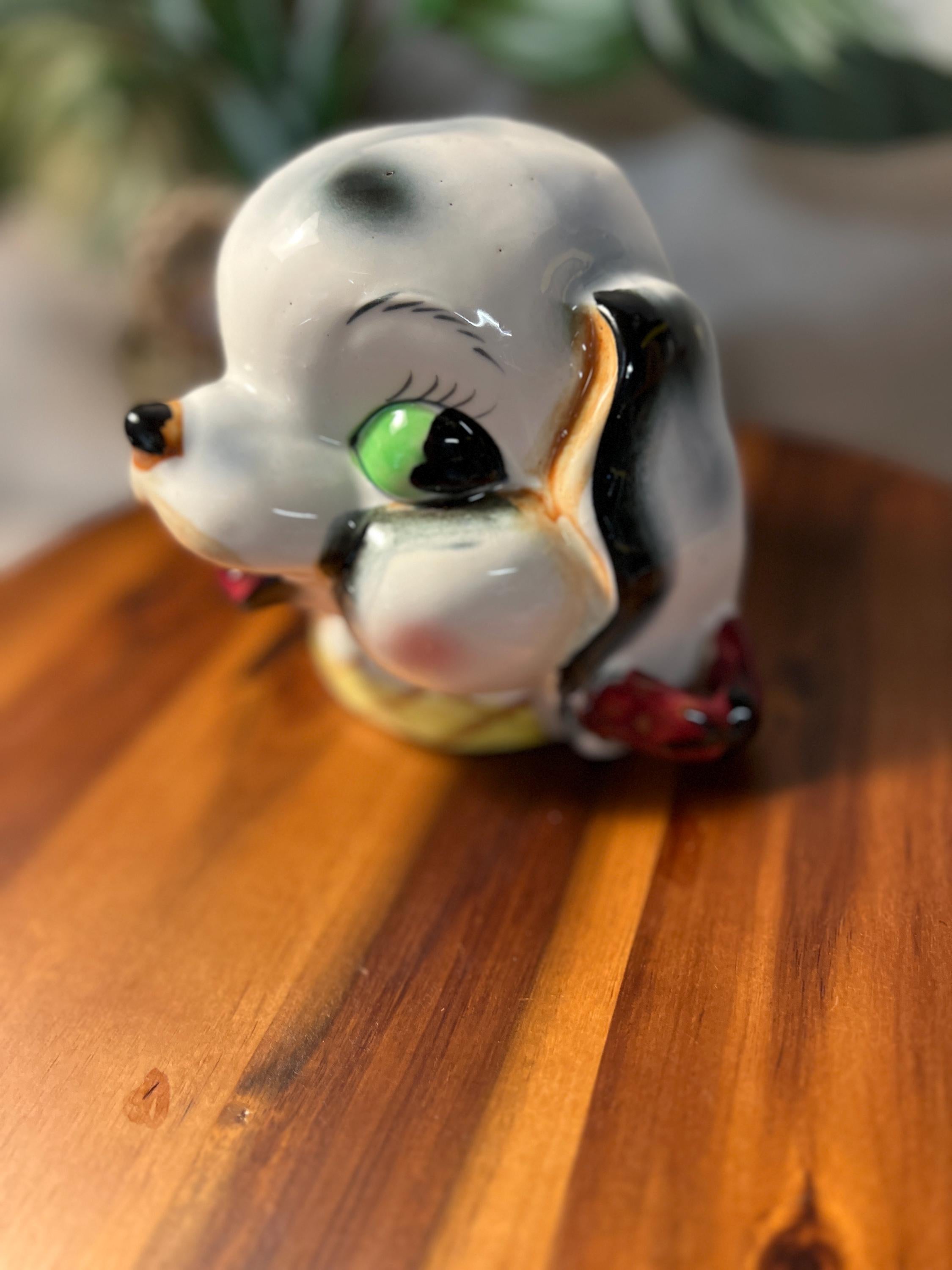 Vintage Chalkware Puppy Dog String Holder 4 1/2" Tall