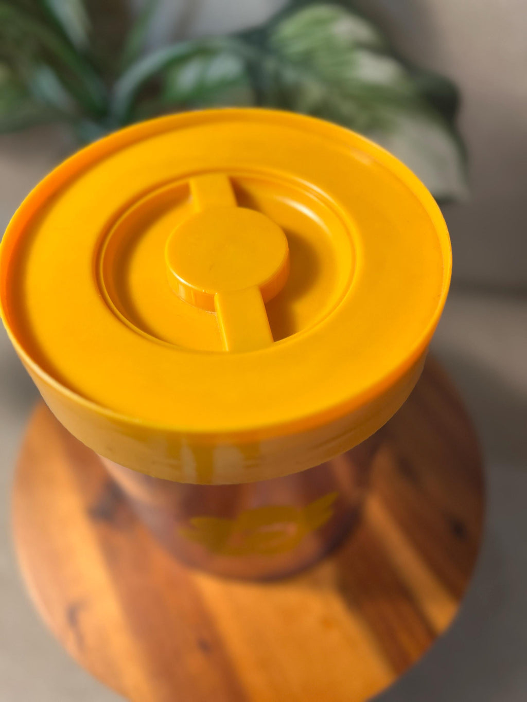 Vintage Danish Pantry Canister Yellow Lid Acrylic Erik Kold Daisies