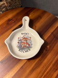 Bettys Kitchen Spoon Rest Or Wall Hanging With Mushrooms