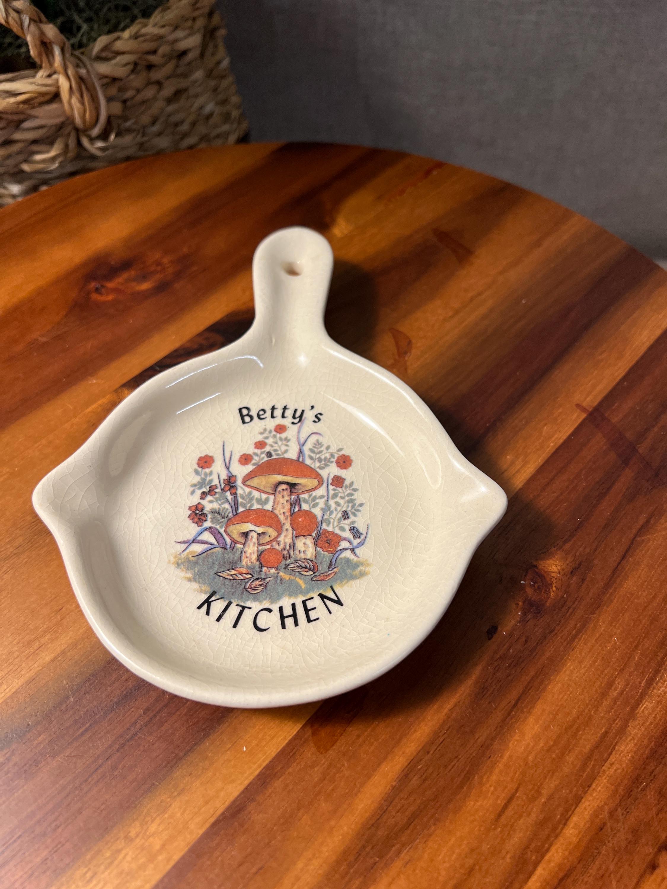 Bettys Kitchen Spoon Rest Or Wall Hanging With Mushrooms