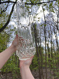 LE Smith Diamond Butt Crystal Swung Glass Vase 21 Chunky