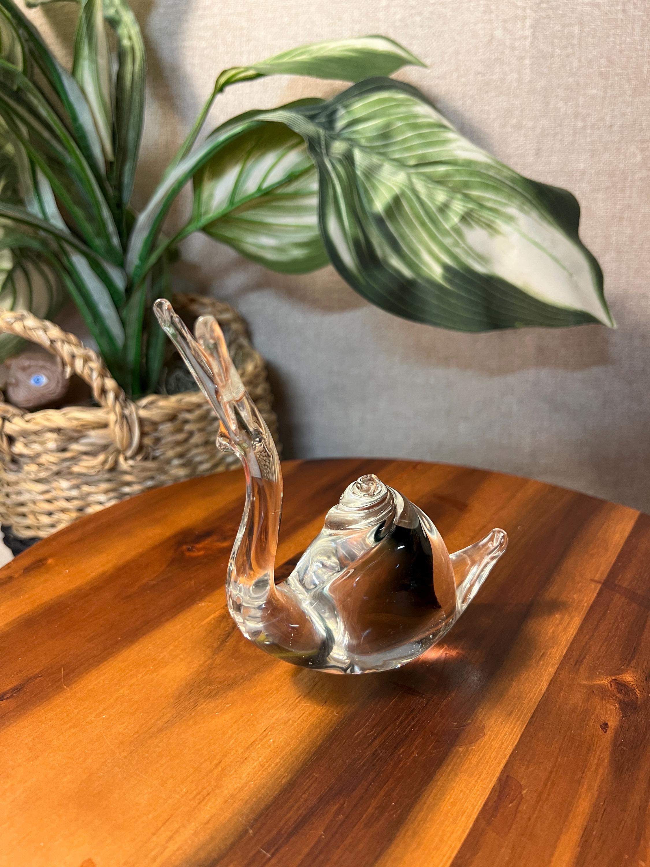 Vintage Silvestri Figurine Snail Glass with black in shell