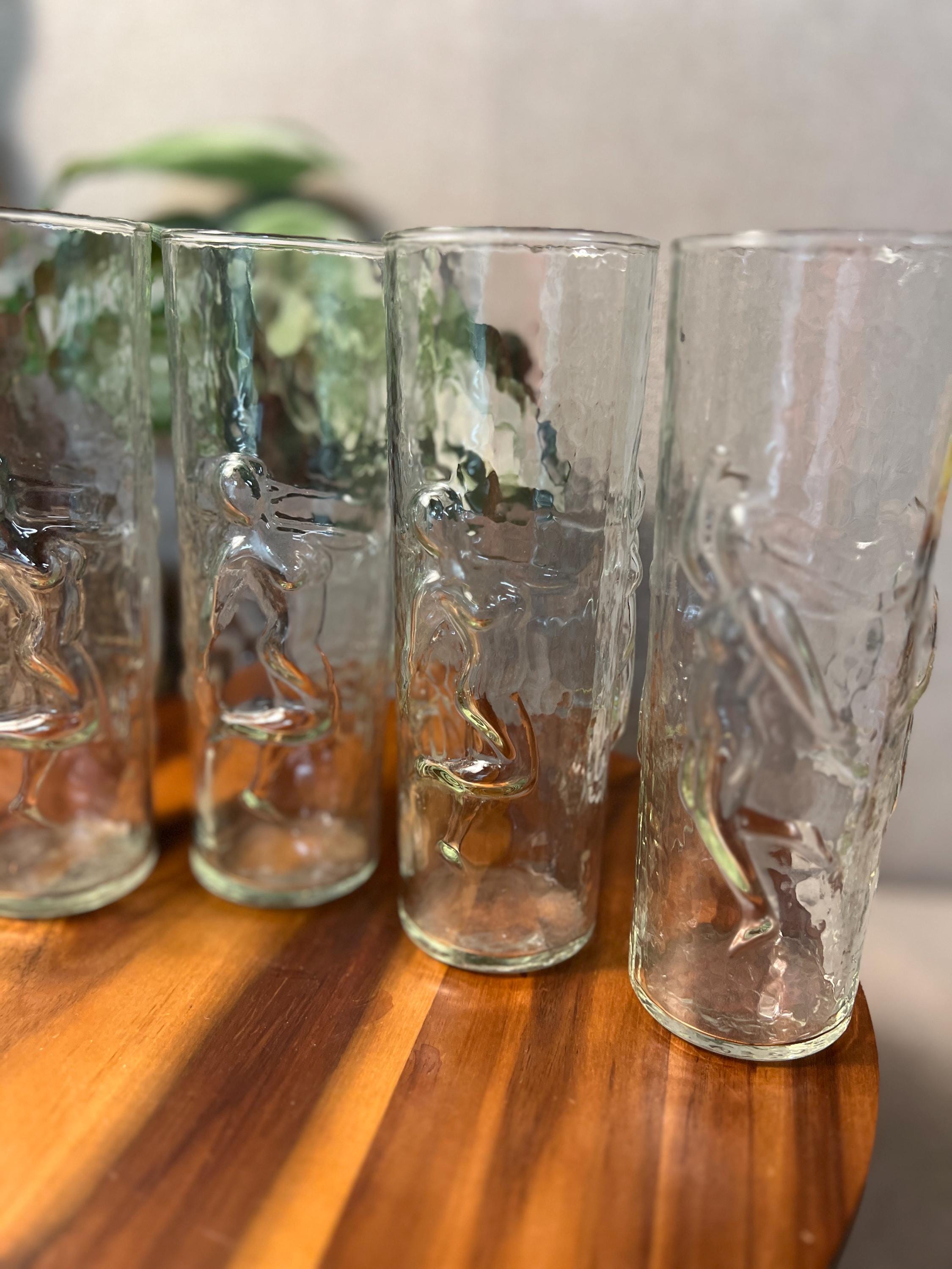 Vintage 5pc Libbey La Femme  Drinking Glasses Nude Women Dancing Tumblers 7.25"