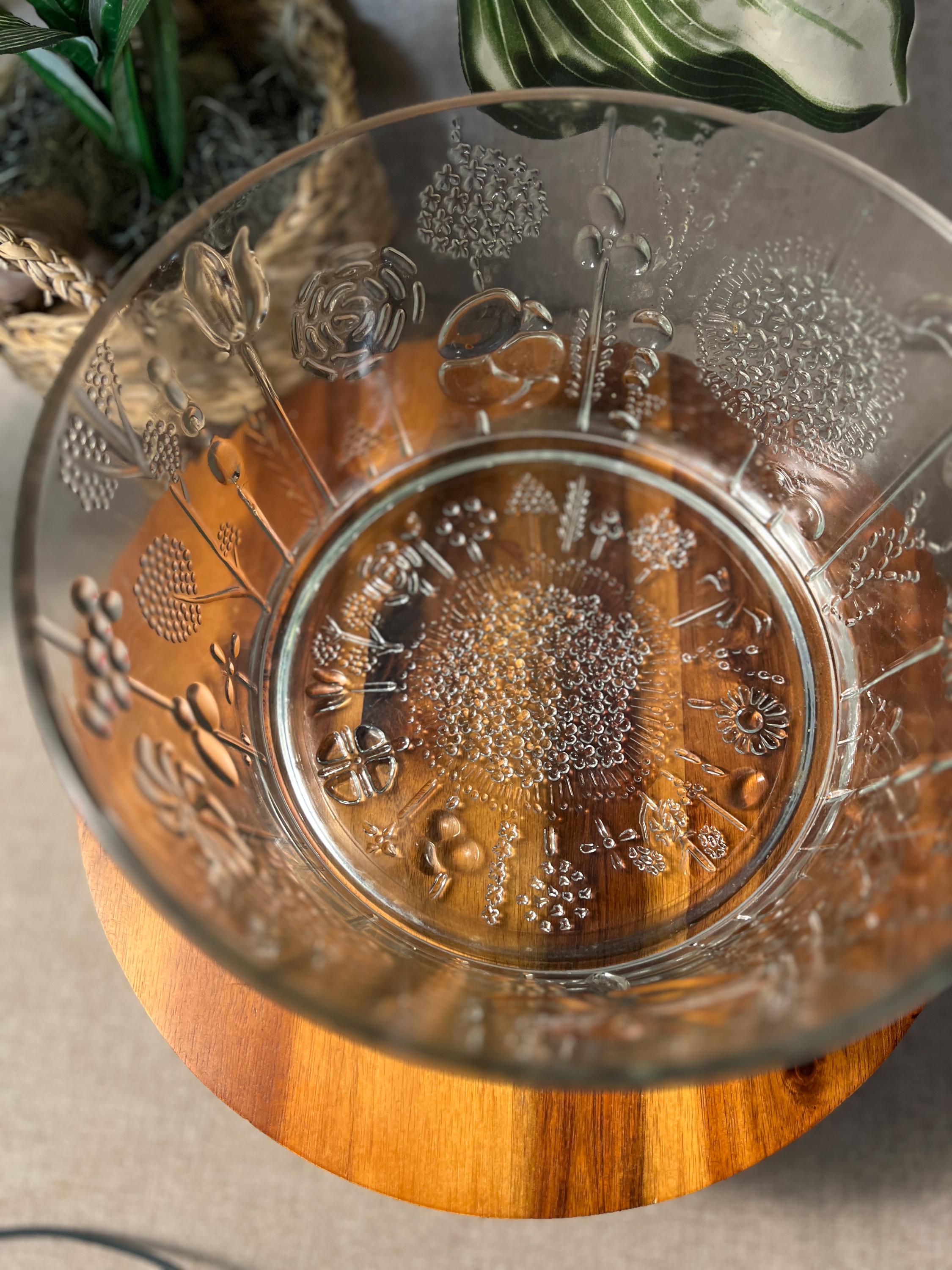 Nuutajarvi IIttala Oiva Toikka BIG FLORA Round Glass Bowl MCM Finland
