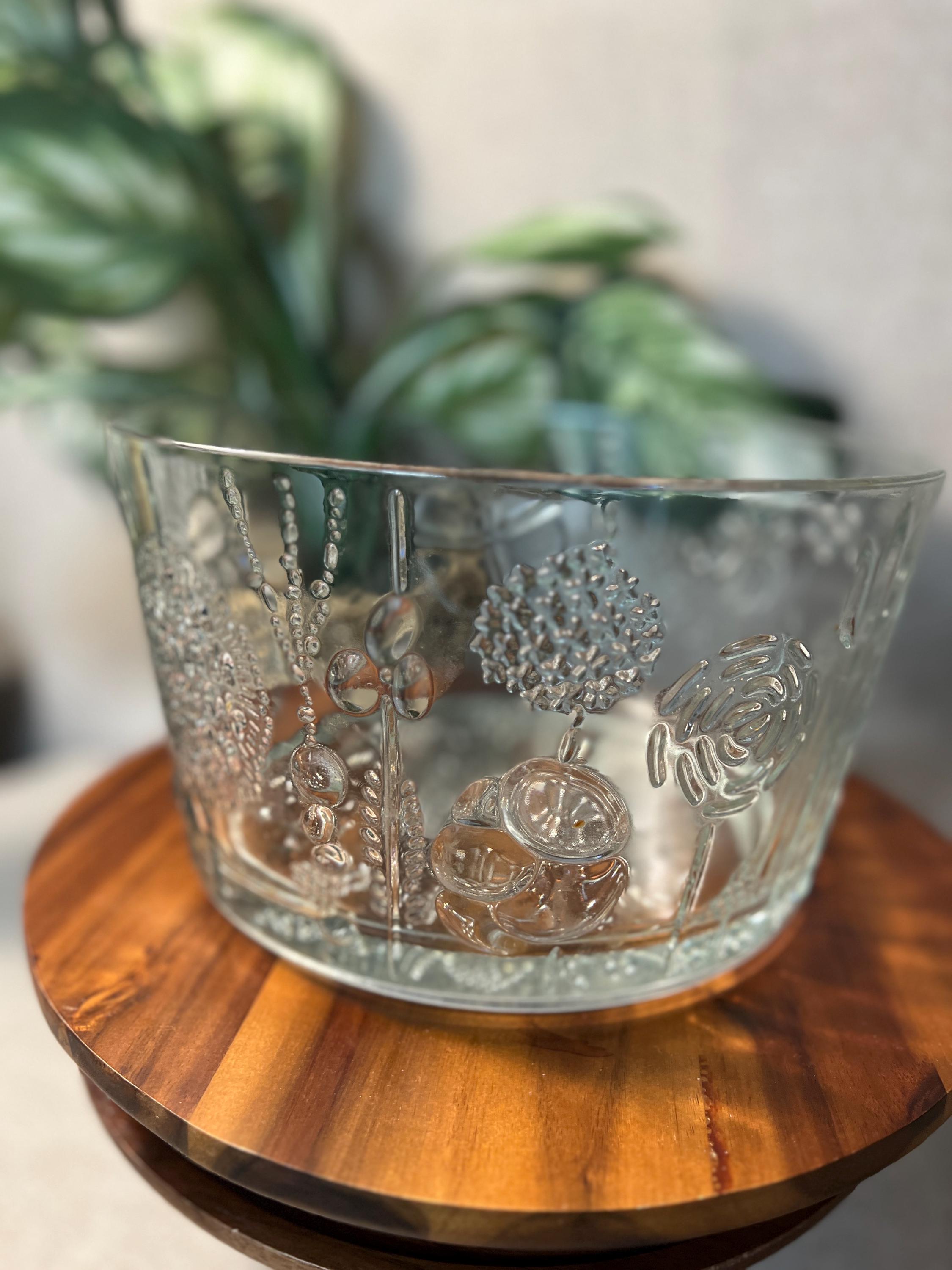 Nuutajarvi IIttala Oiva Toikka BIG FLORA Round Glass Bowl MCM Finland