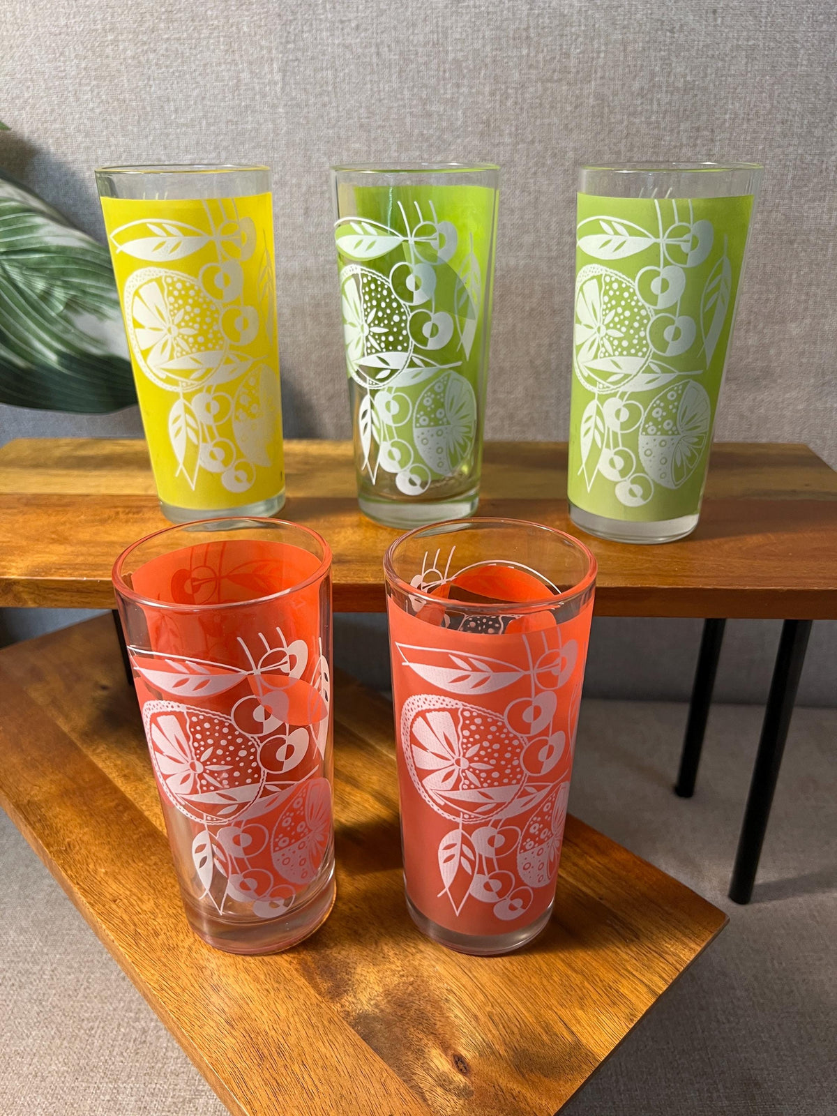 5 Bartlett Collins Citrus Tumblers — Lemon Lime Orange MCM Barware Glasses