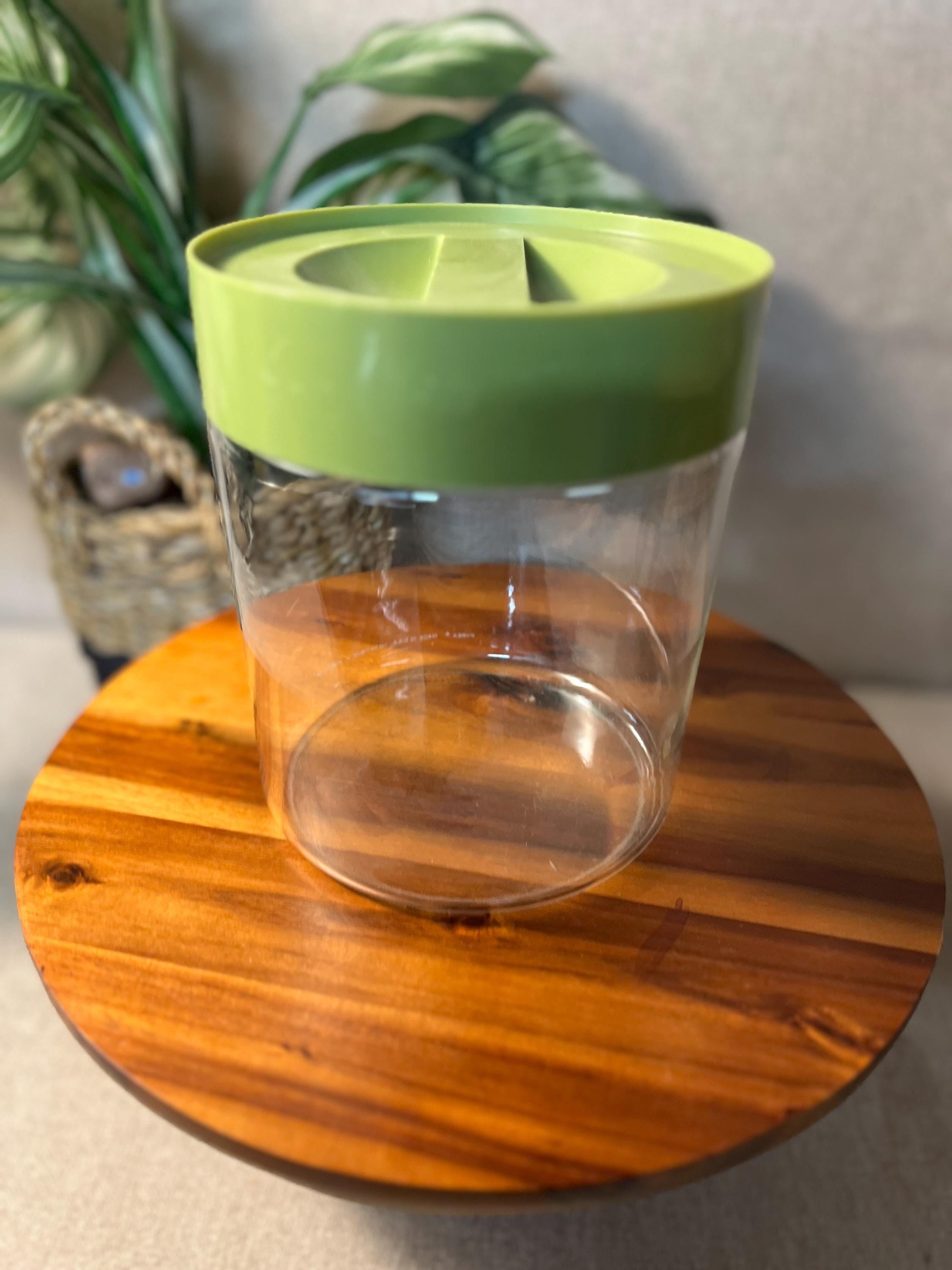Pyrex Vintage "Store N' See" Glass Cannister w/ Avocado Green Lid 1970's Retro