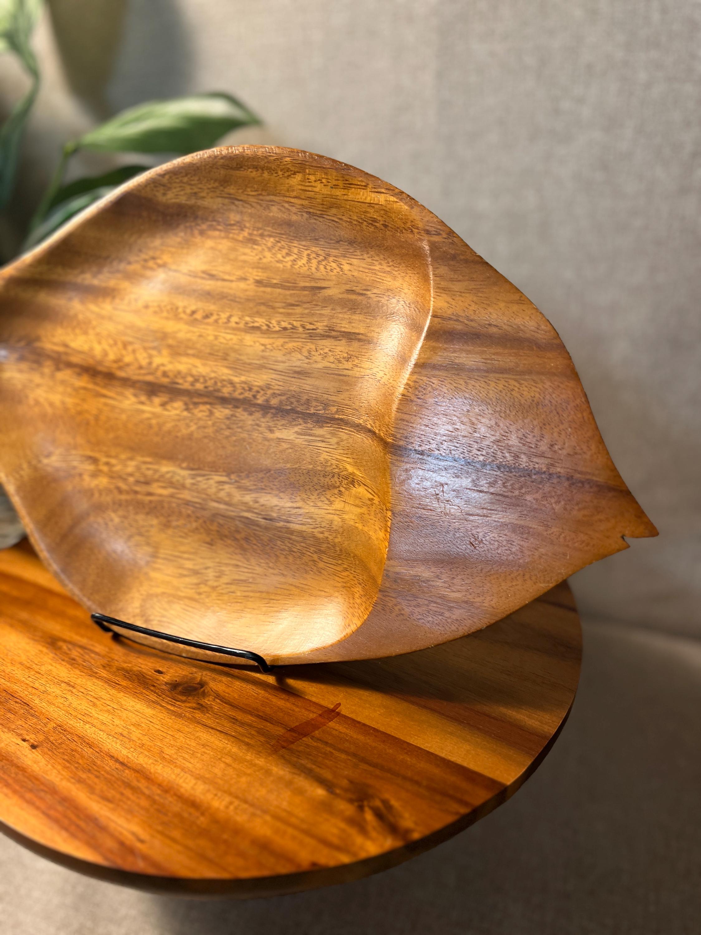 Vintage Fish Shaped Monkey Pod Wooden Serving Tray Platter Mid Century