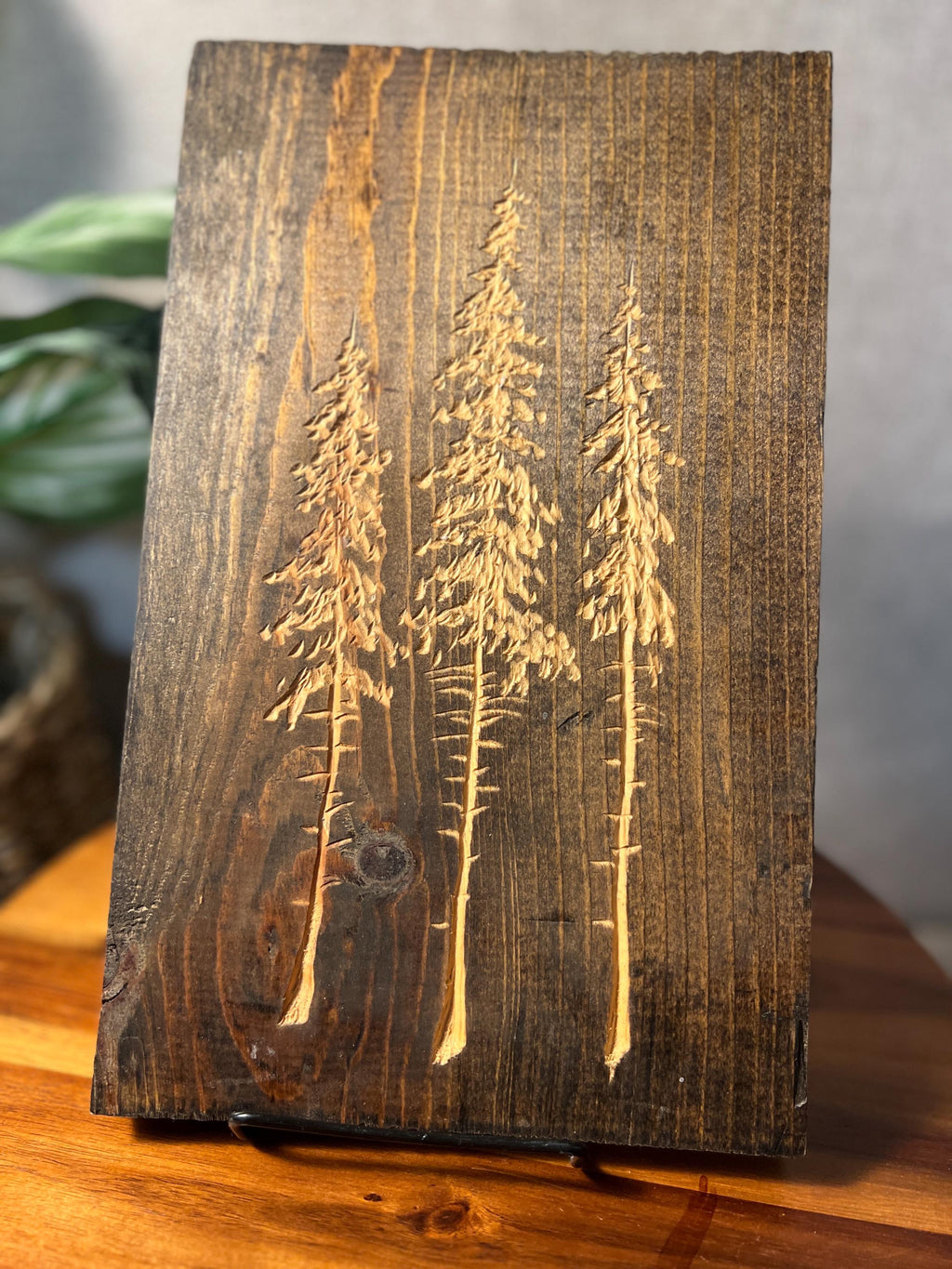 Handmade Rustic Pine Tree Decor Wood Block Farmhouse Nature Art