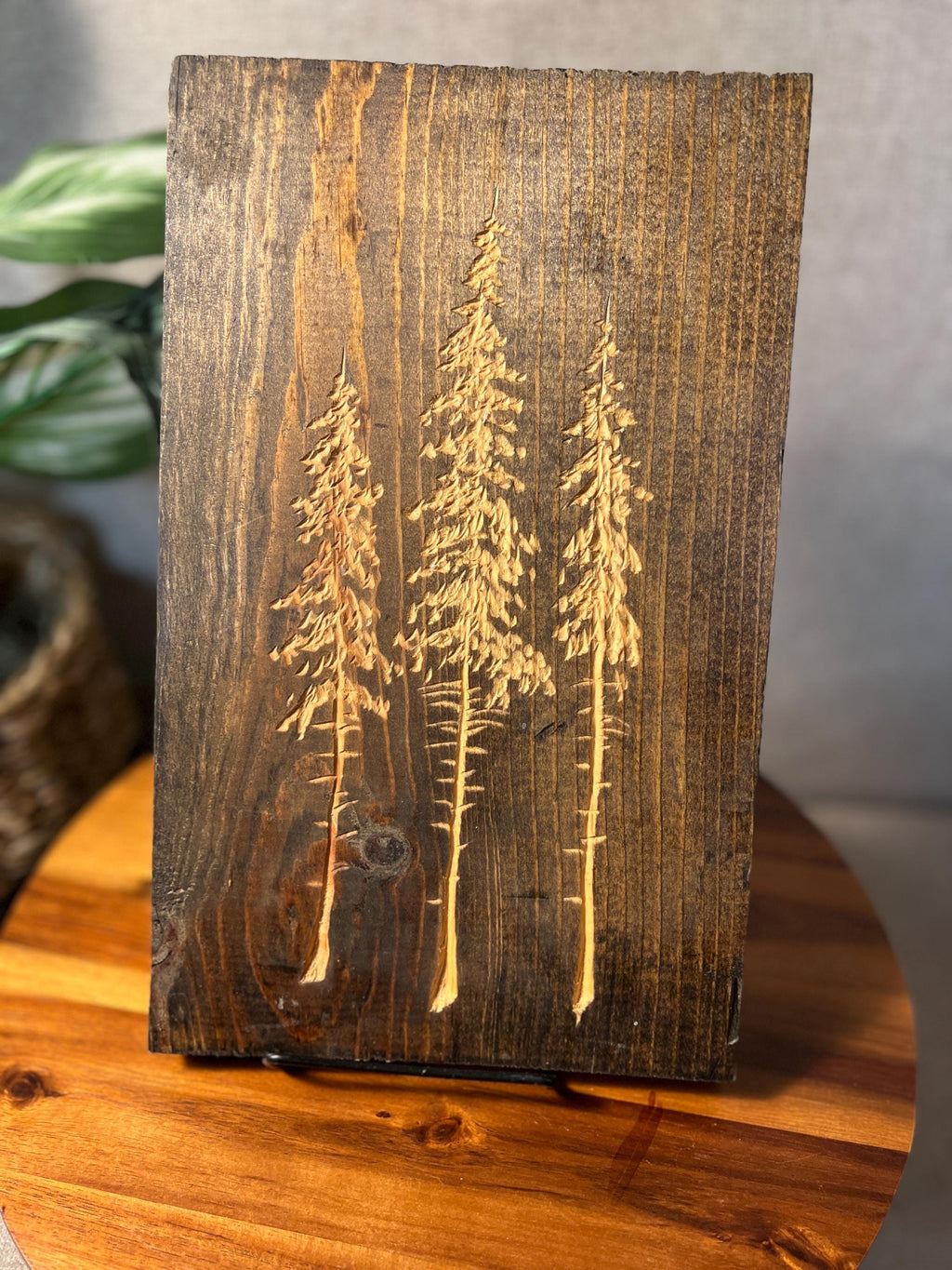 Handmade Rustic Pine Tree Decor Wood Block Farmhouse Nature Art