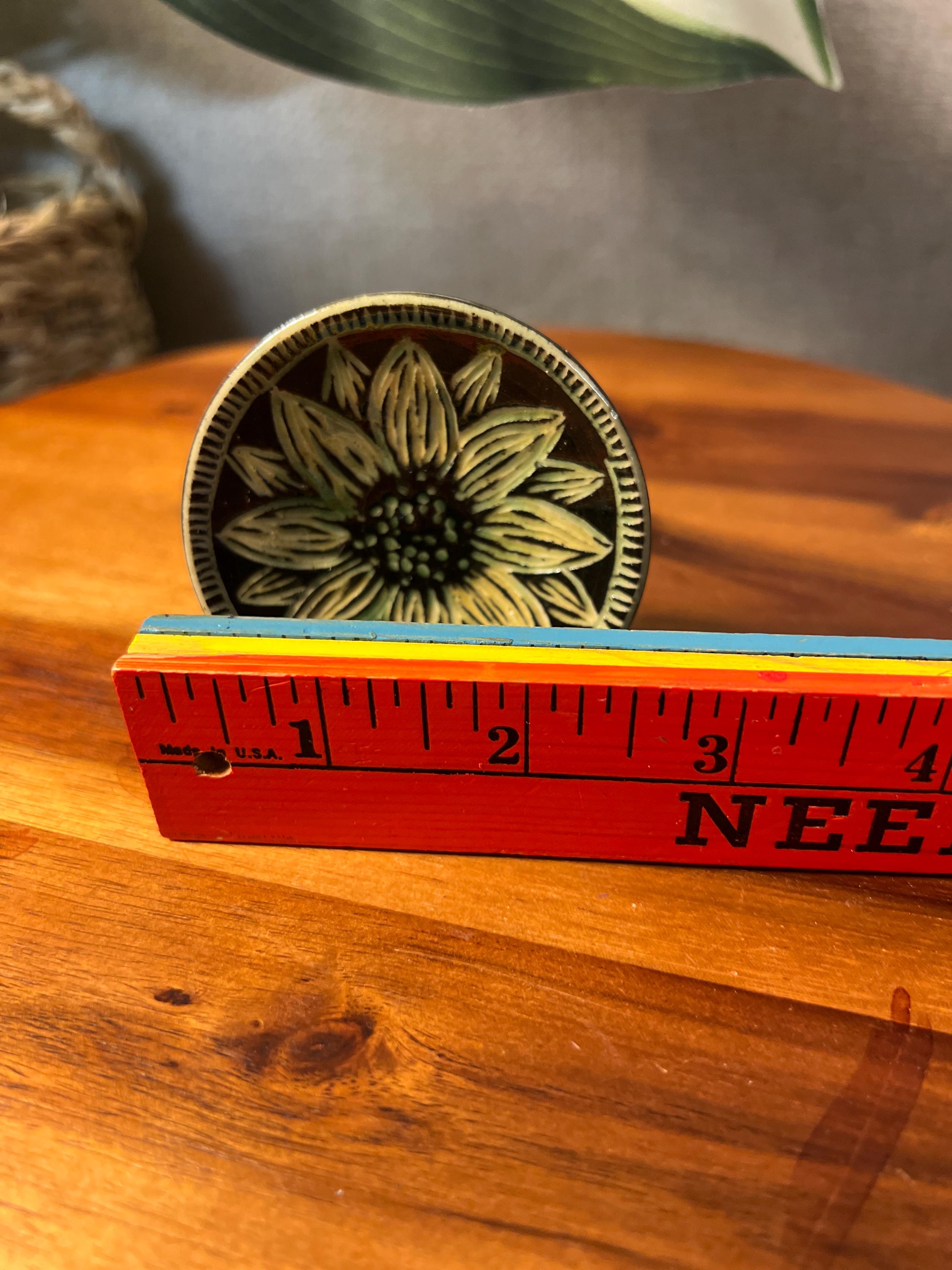 Sunflower Trinket or Display Tiny Plate with tiny stand