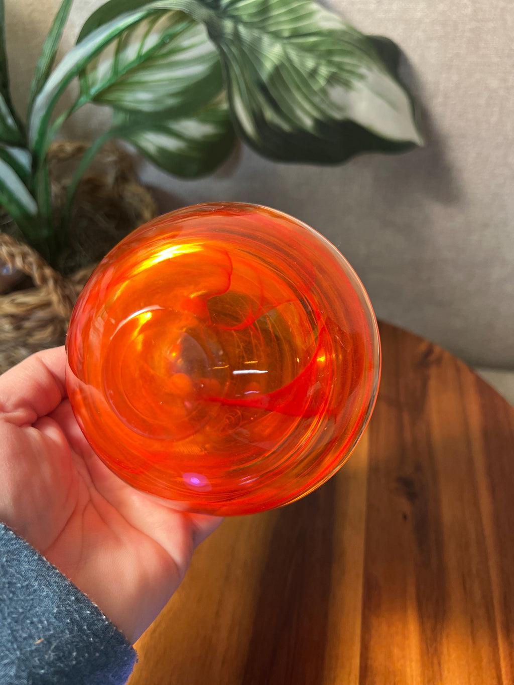 Kosta Boda Atoll Art Glass Votive Holder Red Swirl Bowl Anna Ehrner Swedish