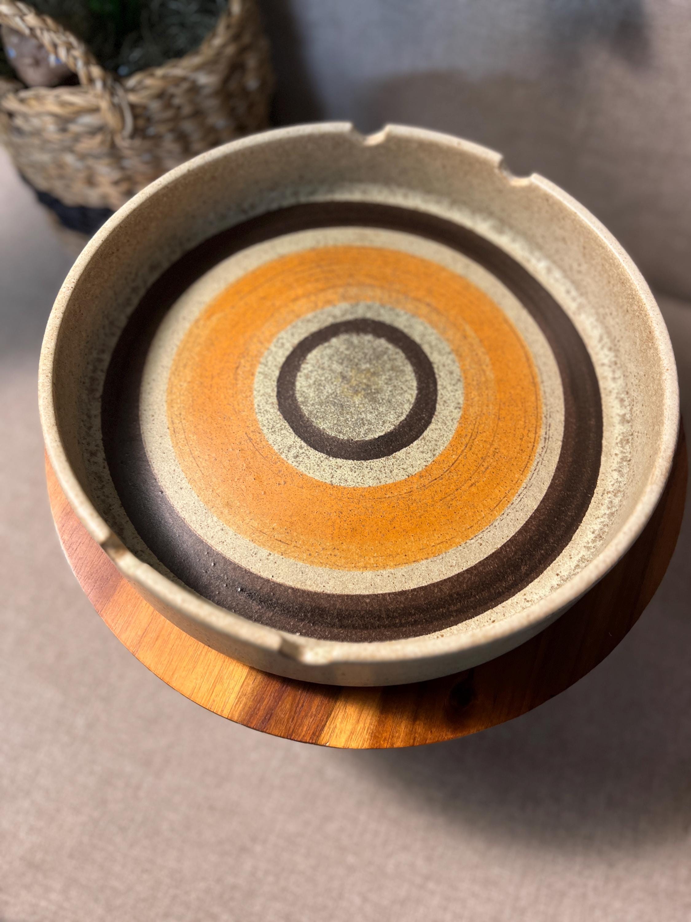 Vintage Schuerich West Germany Bullseye Ceramic Ashtray Catchall MCM Pottery