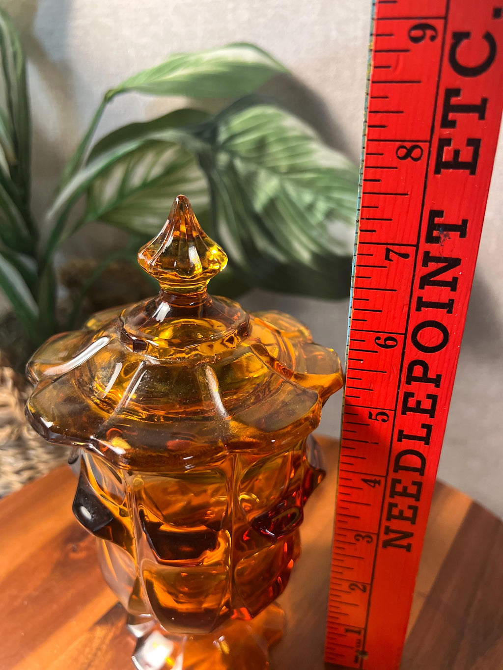 Vintage Fenton Valencia Amber Pedestal Glass Candy Dish w/ Lid Tobacco Cigarette Jar