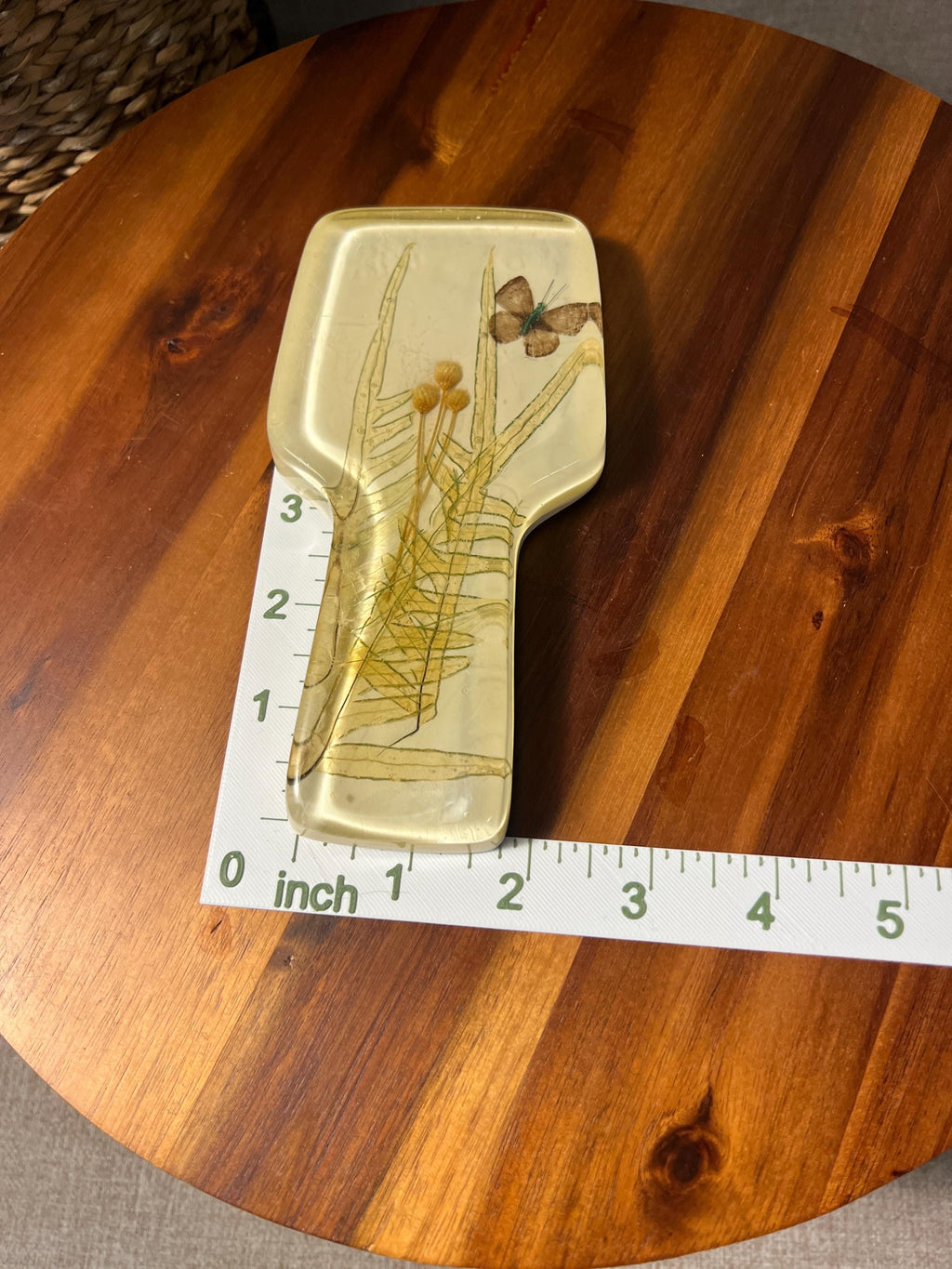 Vintage Lucite Butterfly Floral Spoon Rest