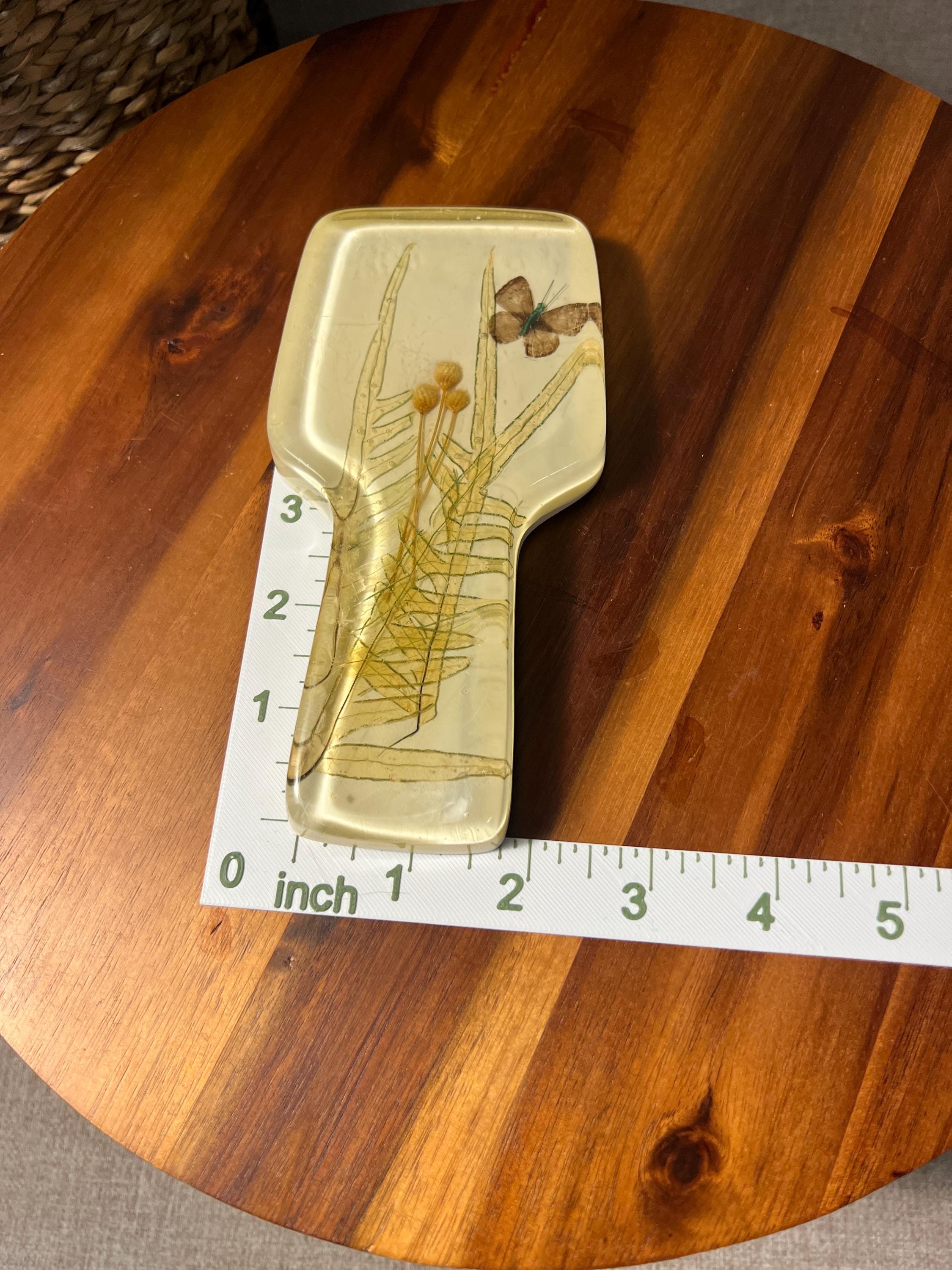 Vintage Lucite Butterfly Floral Spoon Rest