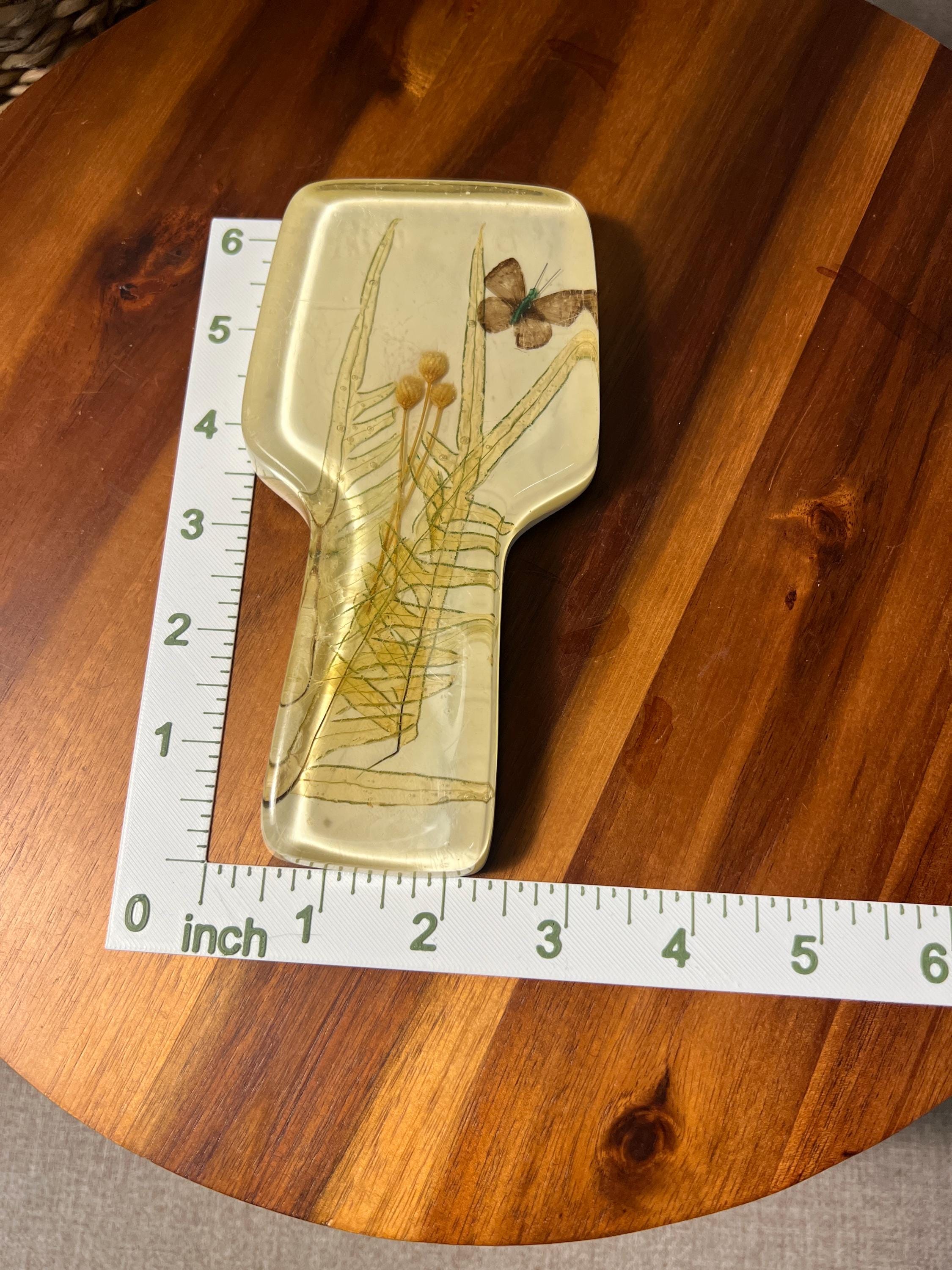 Vintage Lucite Butterfly Floral Spoon Rest