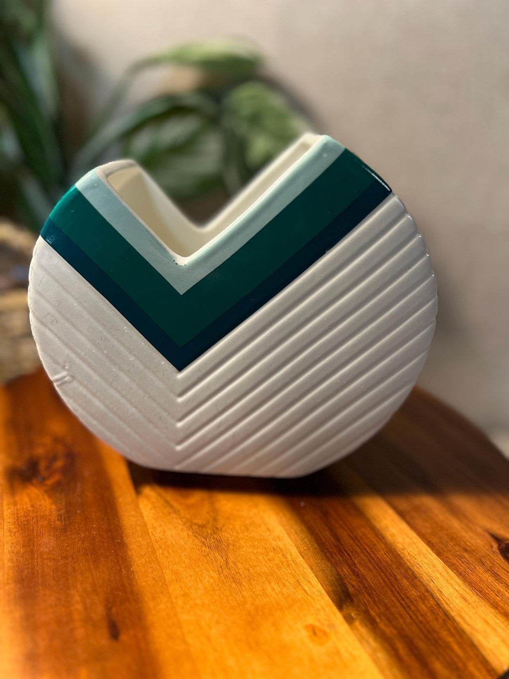 Jonathan Adler Now House Chroma Cut Circle Vase Green Teal Modern