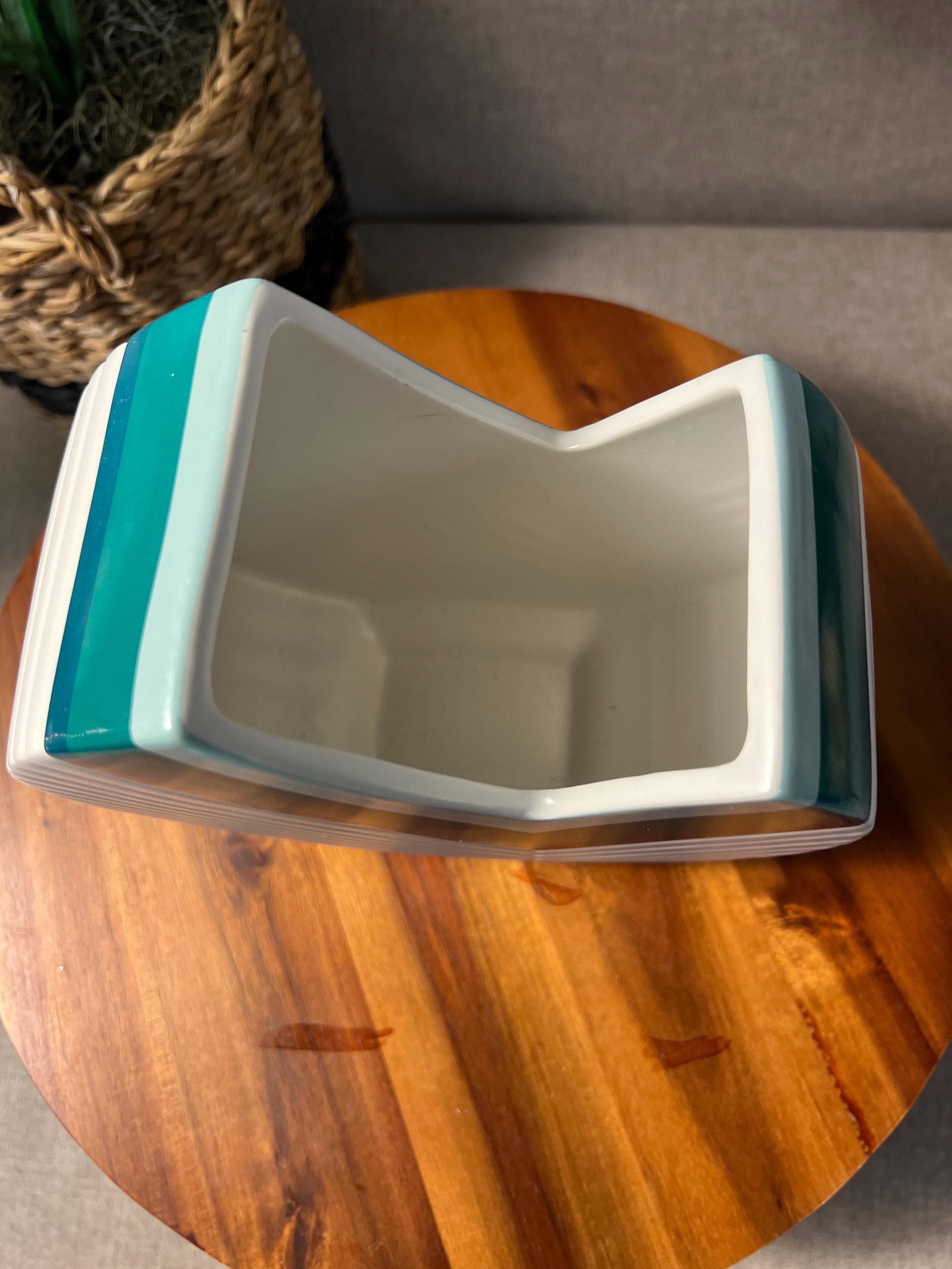 Jonathan Adler Now House Chroma Cut Circle Vase Green Teal Modern