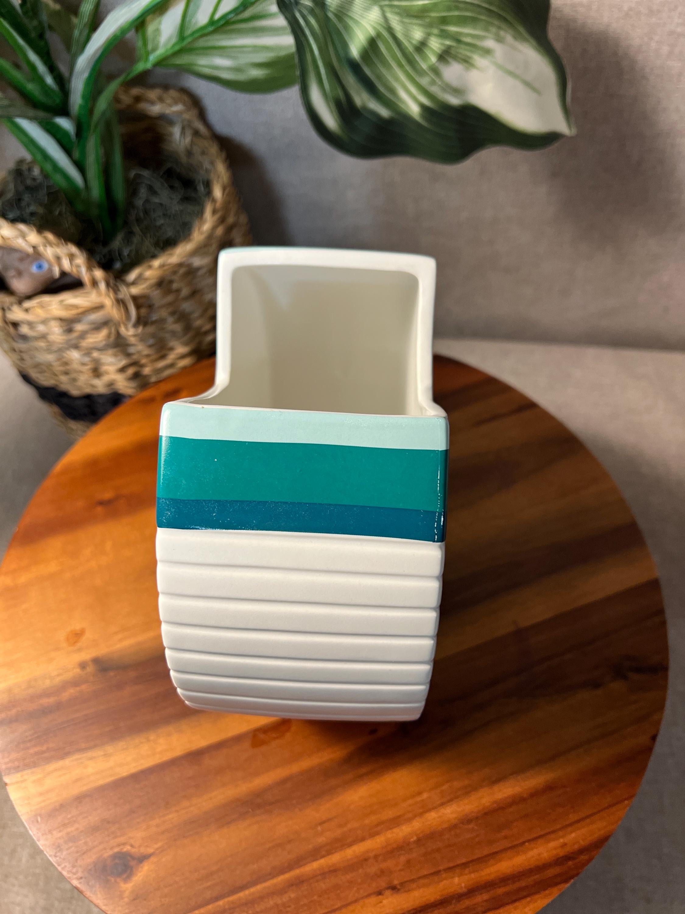 Jonathan Adler Now House Chroma Cut Circle Vase Green Teal Modern