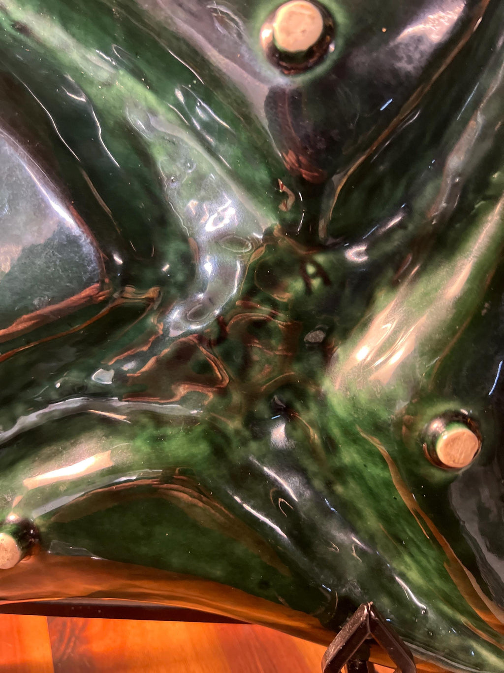 Starfish Plate Green Ceramic  USA 4-Part Divided Serving Dish Vintage