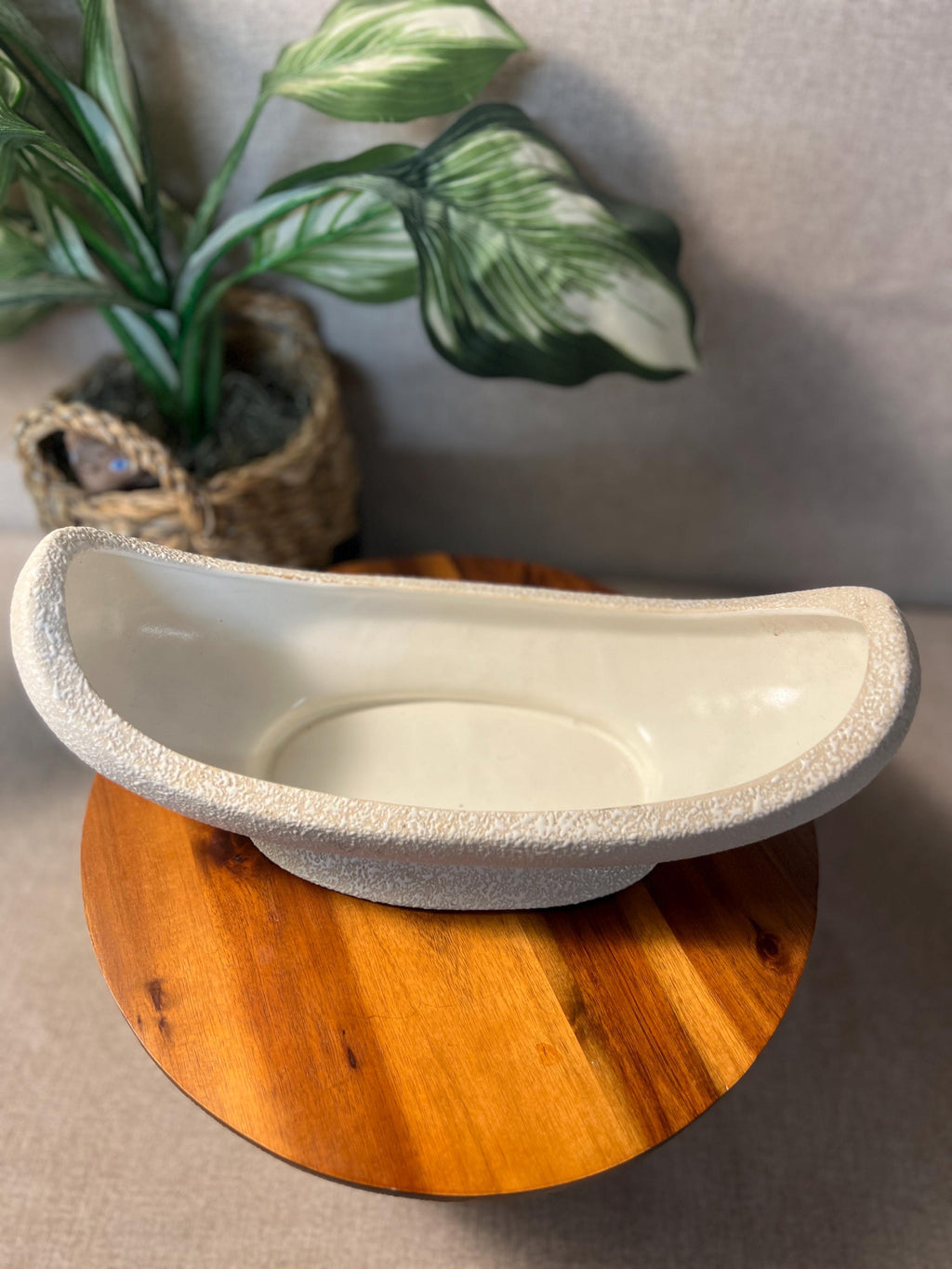 Vintage USA Originals Pottery Lava Glaze Planter Centerpiece Canoe  Crecent