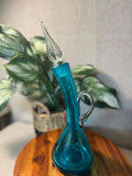 Early 1960's MCM Bischoff #591 Peacock Blue Bent Curved Glass Decanter