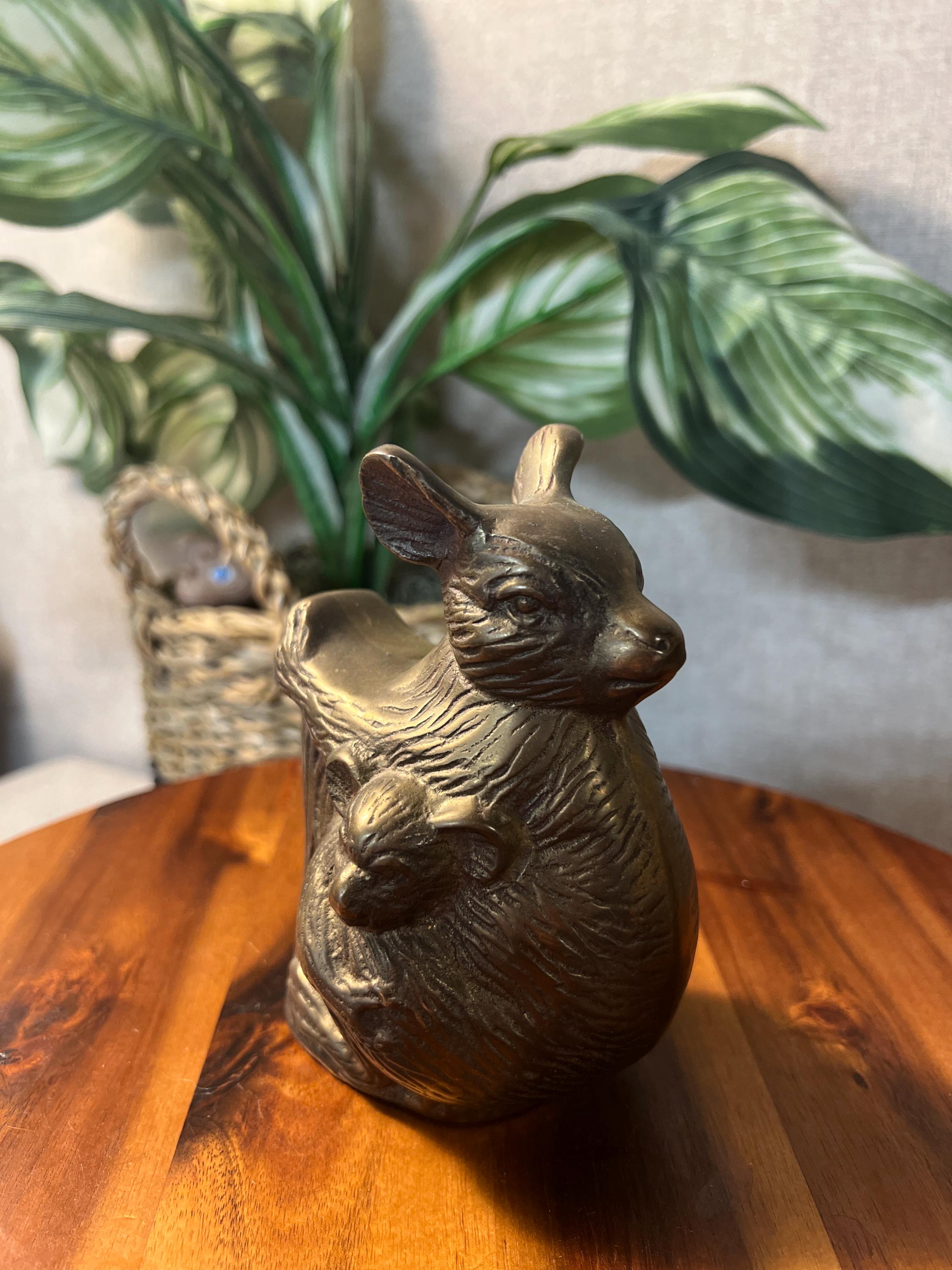 Brass Koala Bears Sitting On Tree Branch Vintage Figurine Mother With Joey