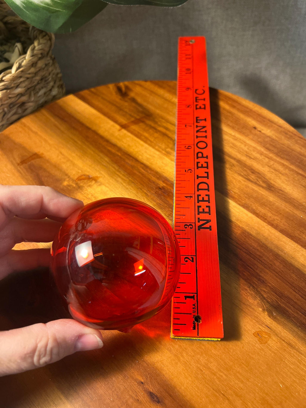 3 Ruby Red Blown Glass Orbs — Mid-Century Decorative Glass Spheres
