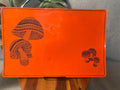Vinyl MCM 1970s Mushroom Table Mat Orange Black Rectangle