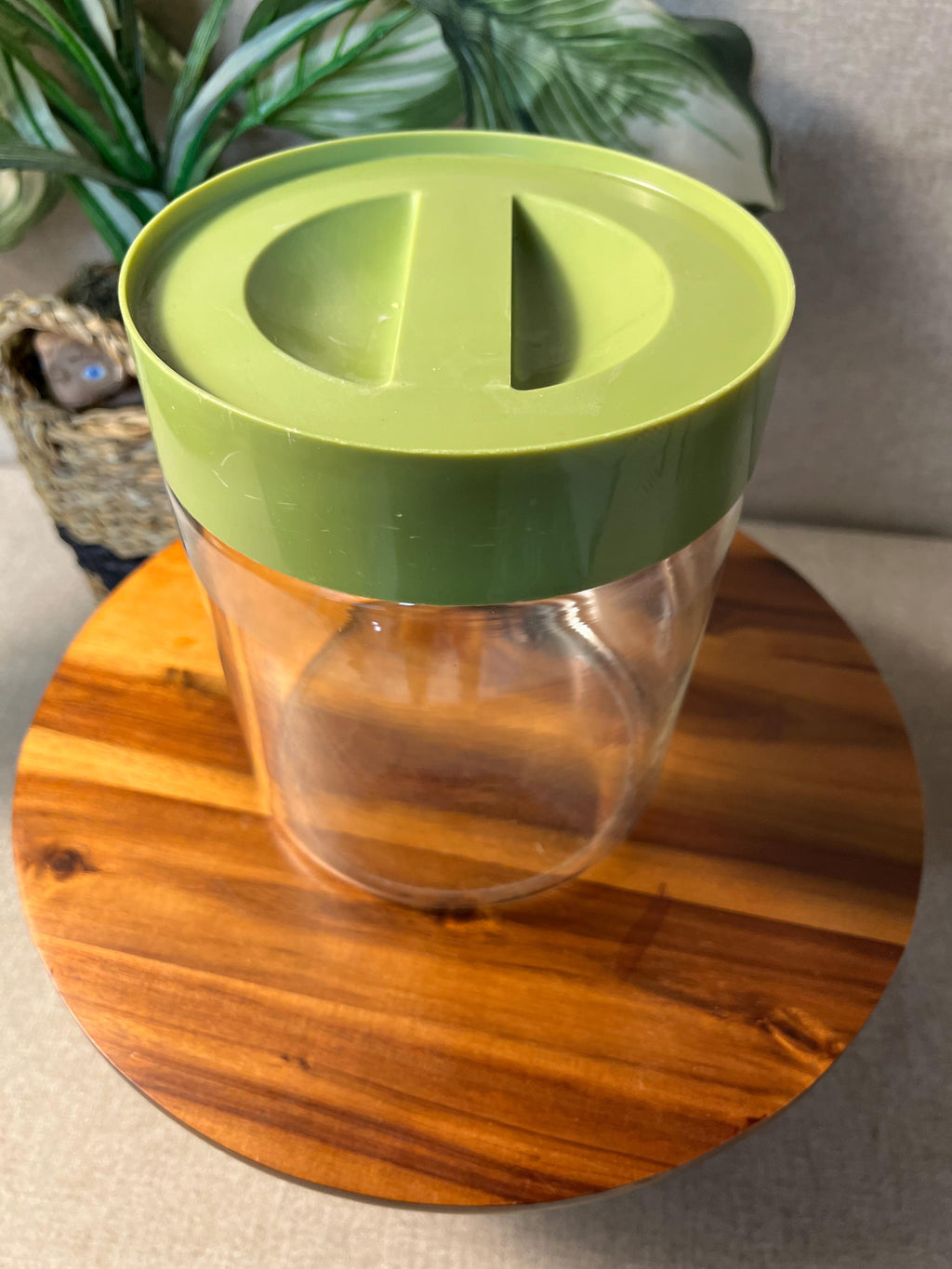 Pyrex Vintage "Store N' See" Glass Cannister w/ Avocado Green Lid 1970's Retro