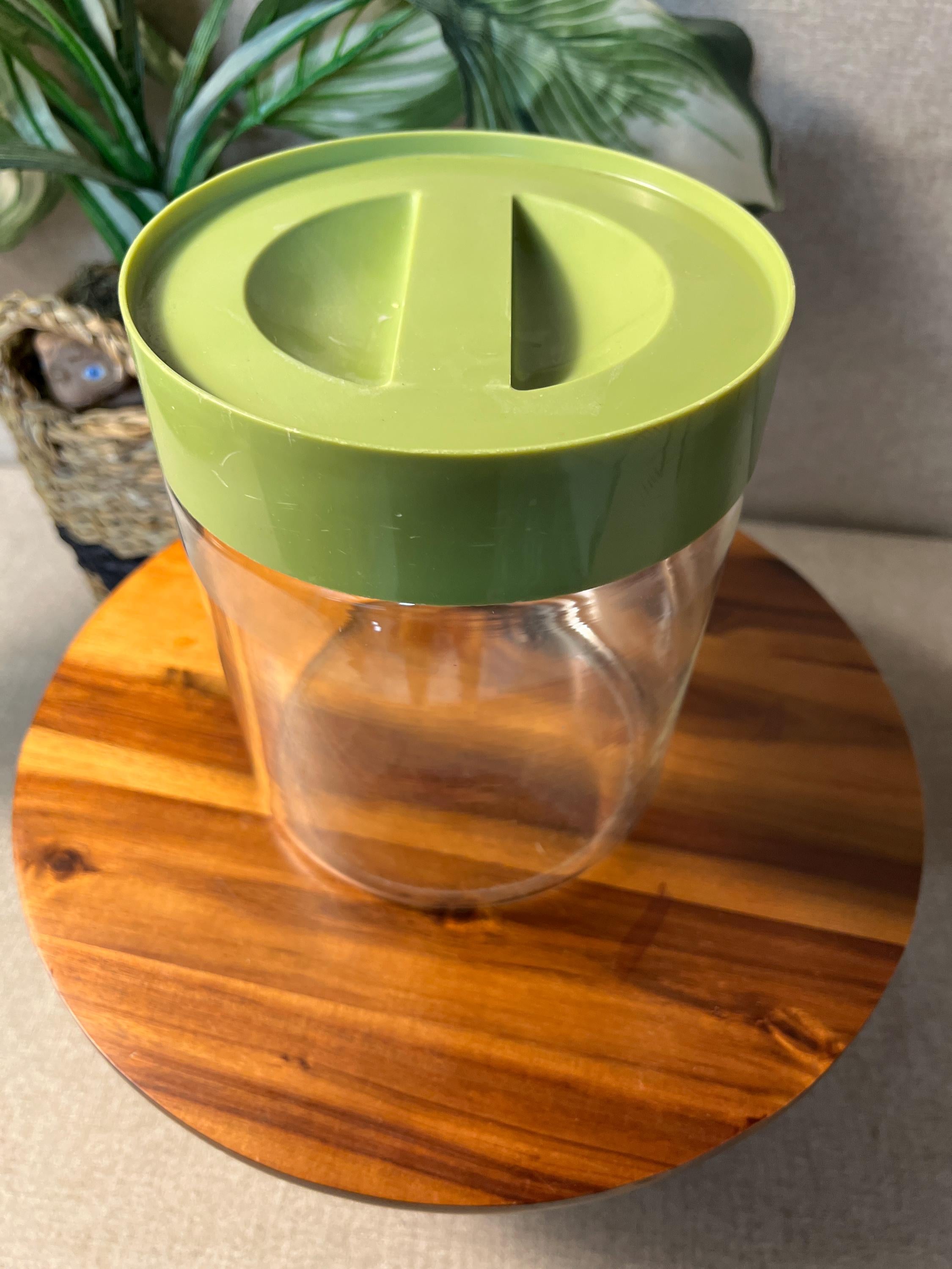 Pyrex Vintage "Store N' See" Glass Cannister w/ Avocado Green Lid 1970's Retro