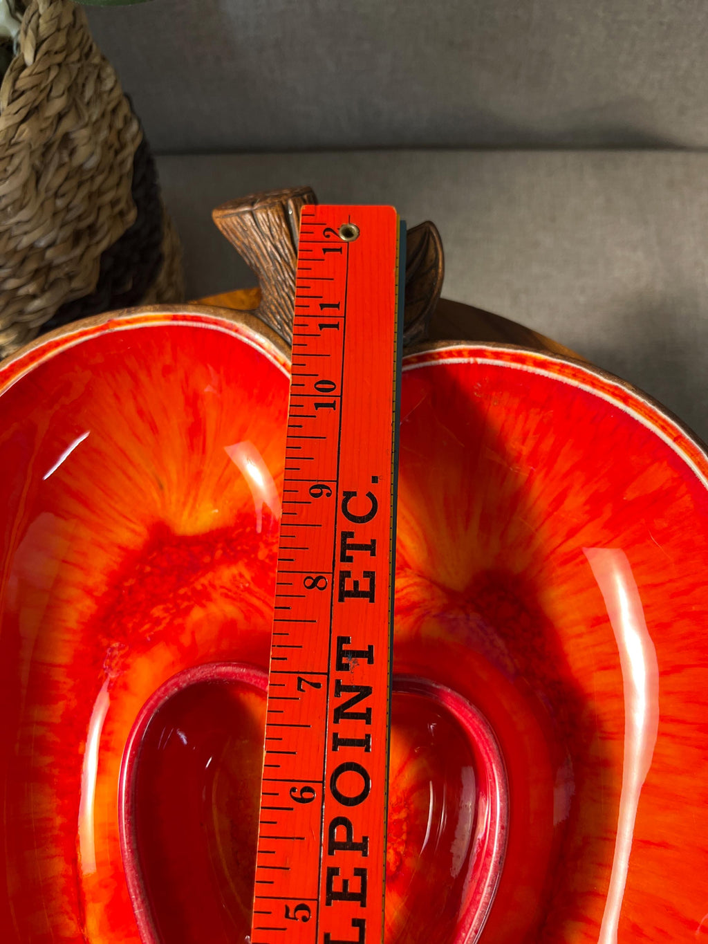 Vintage Treasure Craft Divided Apple Dish #380 Red Orange