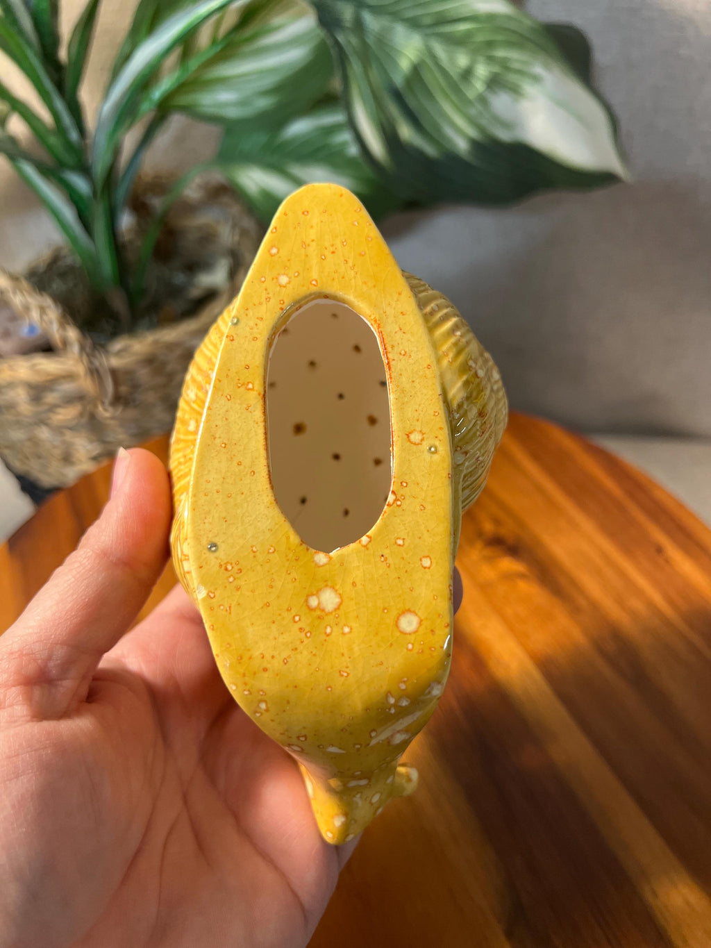 Vintage Ceramic Snail with holes possibly hor de vours holder
