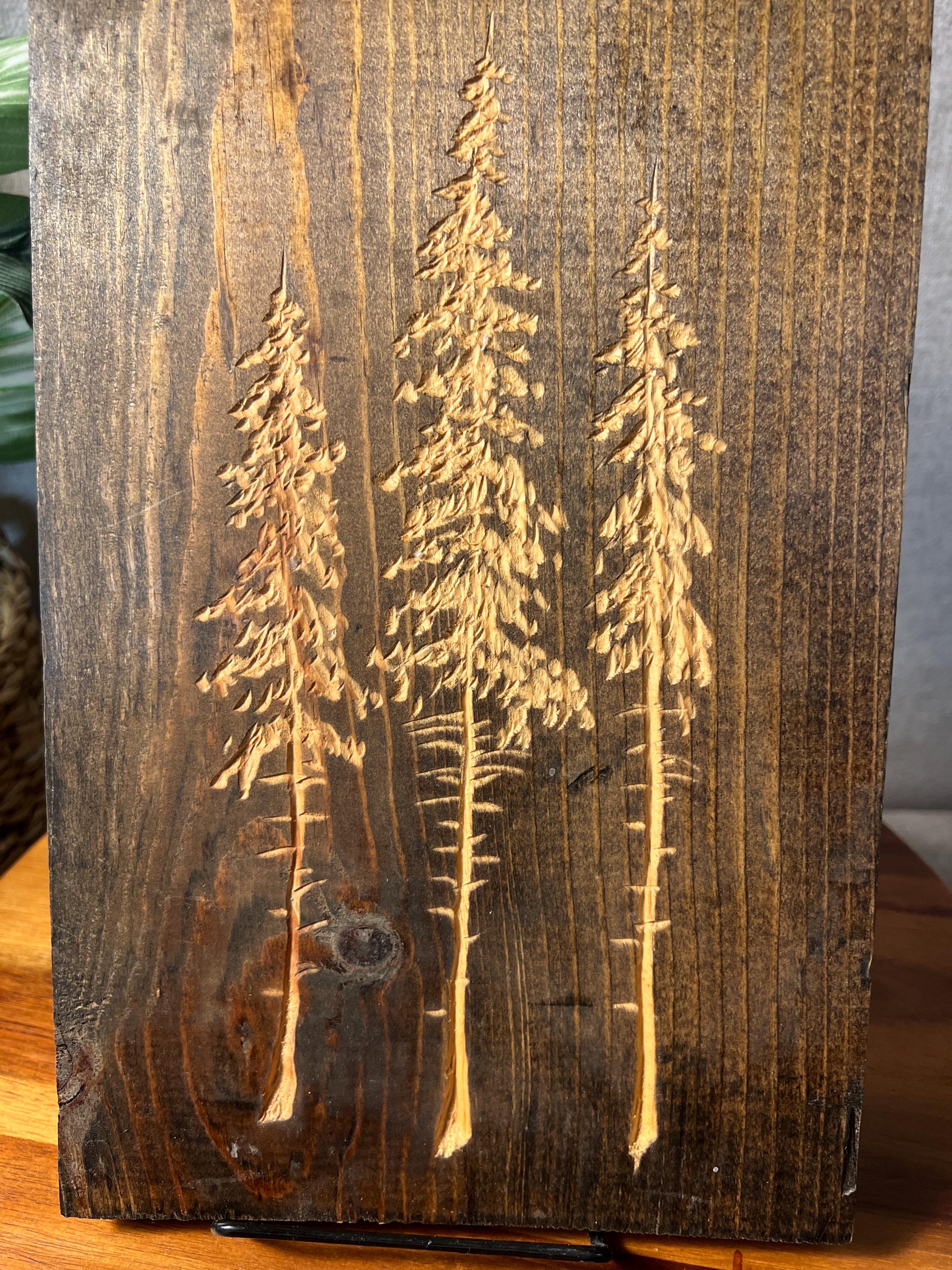 Handmade Rustic Pine Tree Decor Wood Block Farmhouse Nature Art