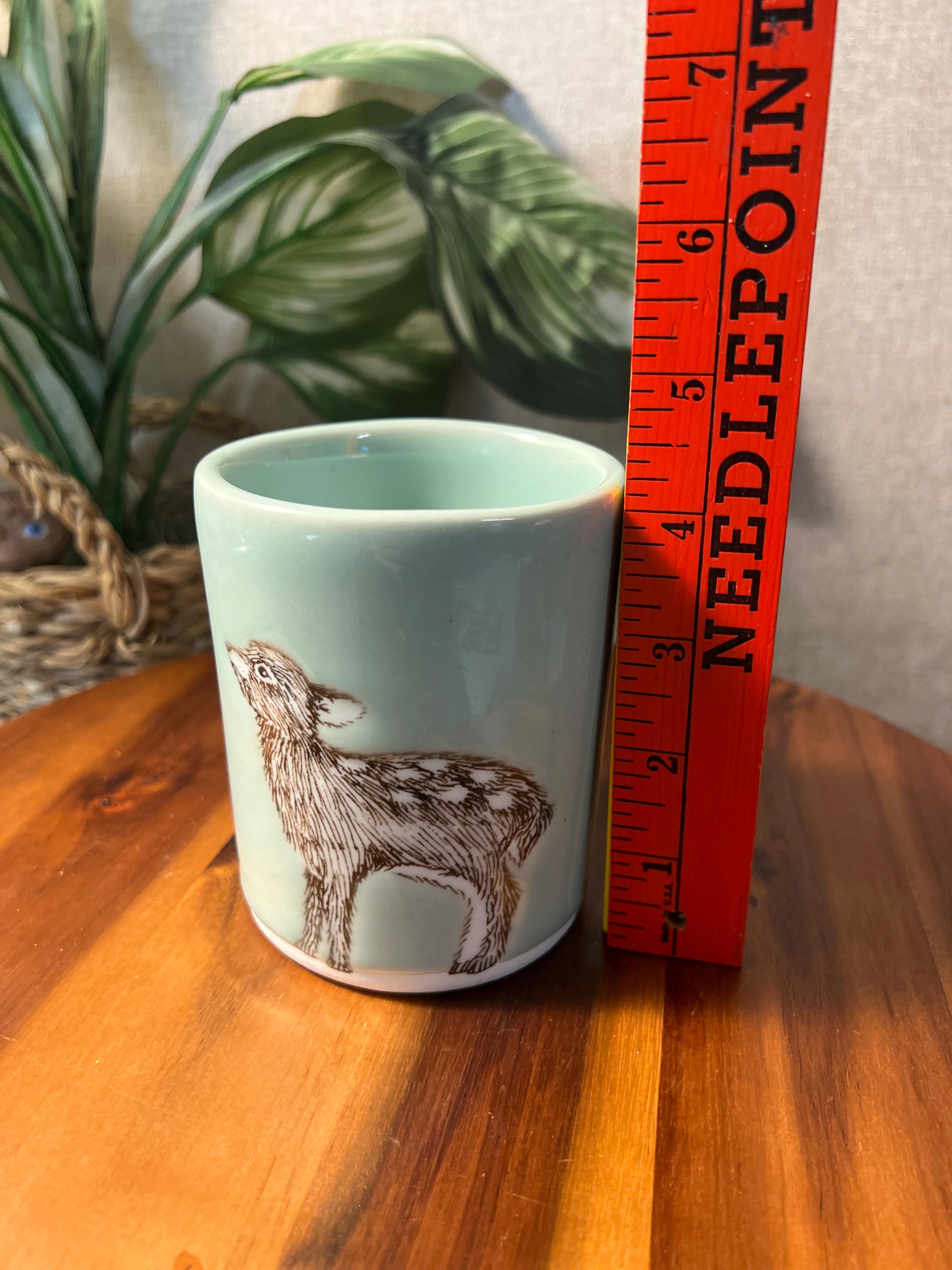 Baby deer Light Blue Teal Bud Vase SKT Ceramic