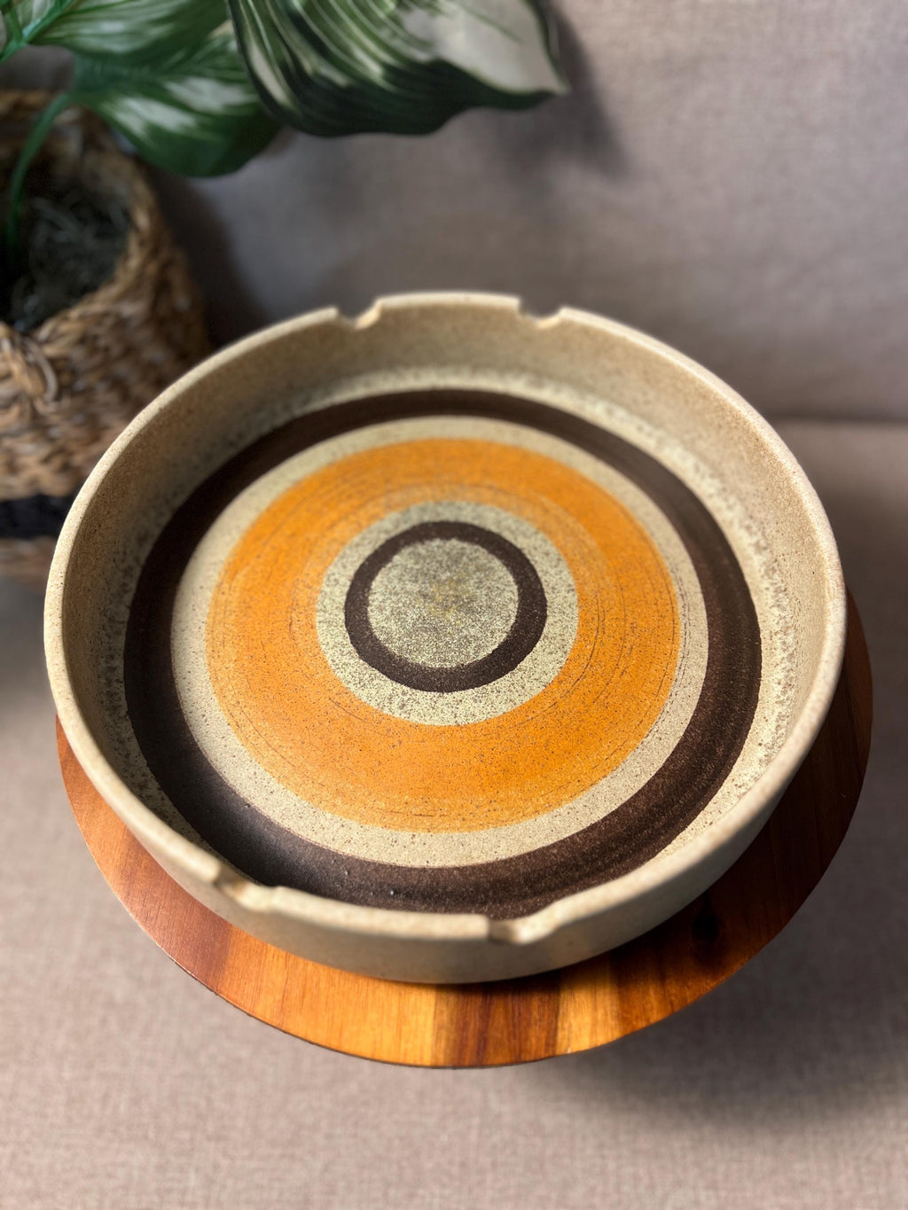 Vintage Schuerich West Germany Bullseye Ceramic Ashtray Catchall MCM Pottery