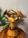 Vintage Hand Carved Whittled Birds In Tree made in Jamaica