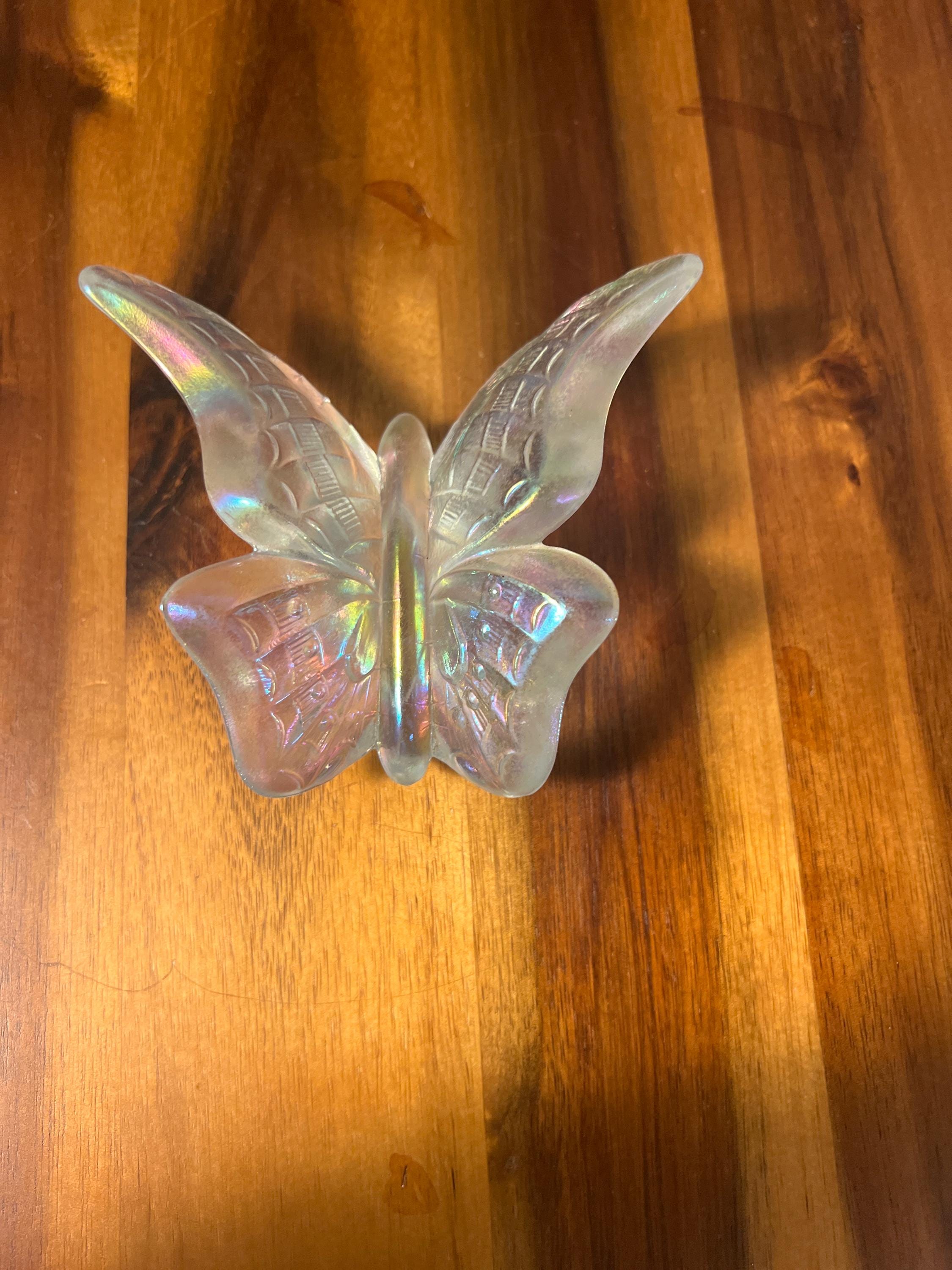 Vintage Fenton Art Glass Iridescent Butterfly Figurine Paperweight