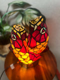 Vintage Tiffany Style Stained Glass Tropical Fishes Table Lamp With Bulb