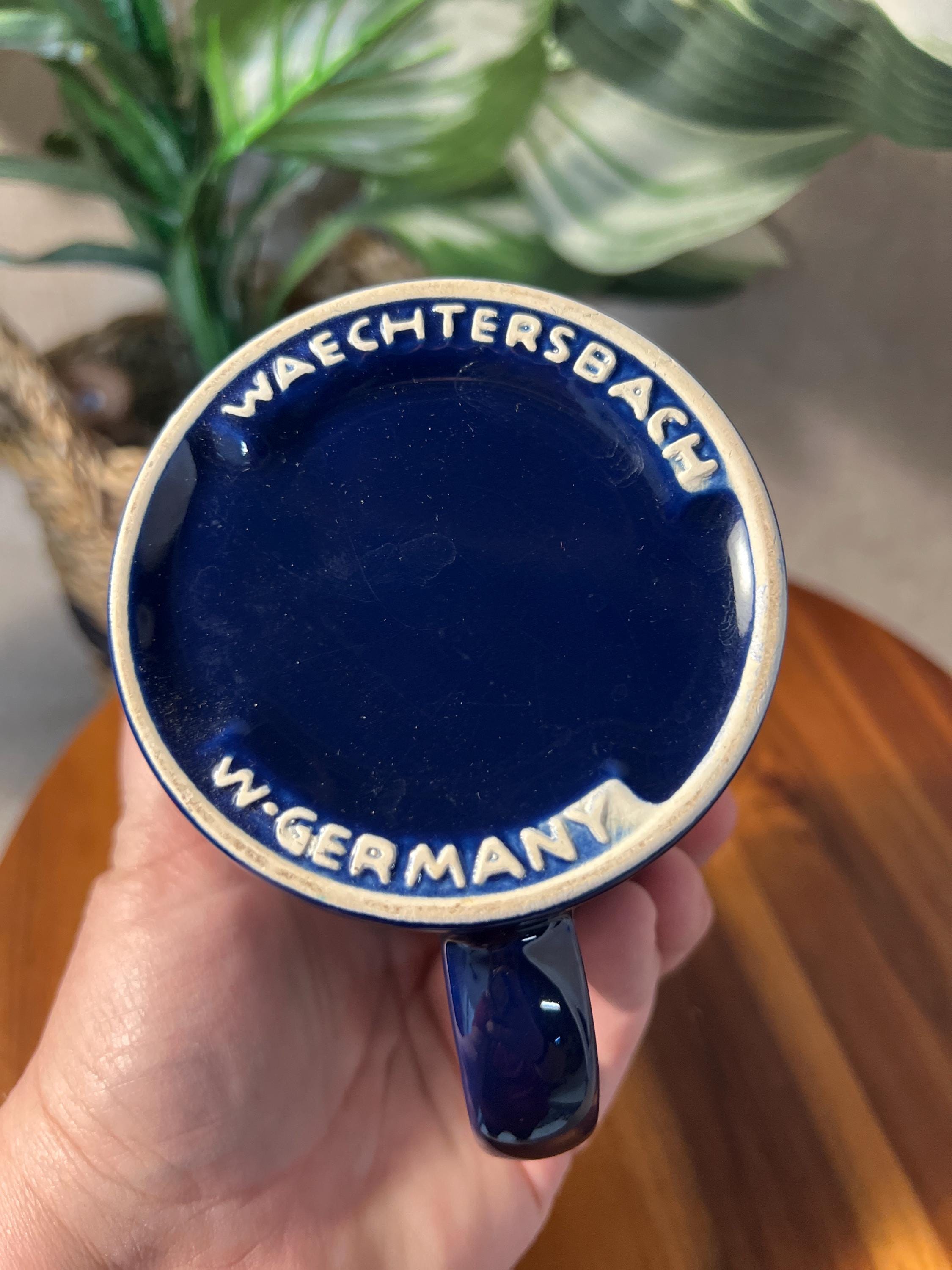 Vintage Waechtersbach Navy Blue Cats in window Coffee Cups /Mugs From WEST GERMANY