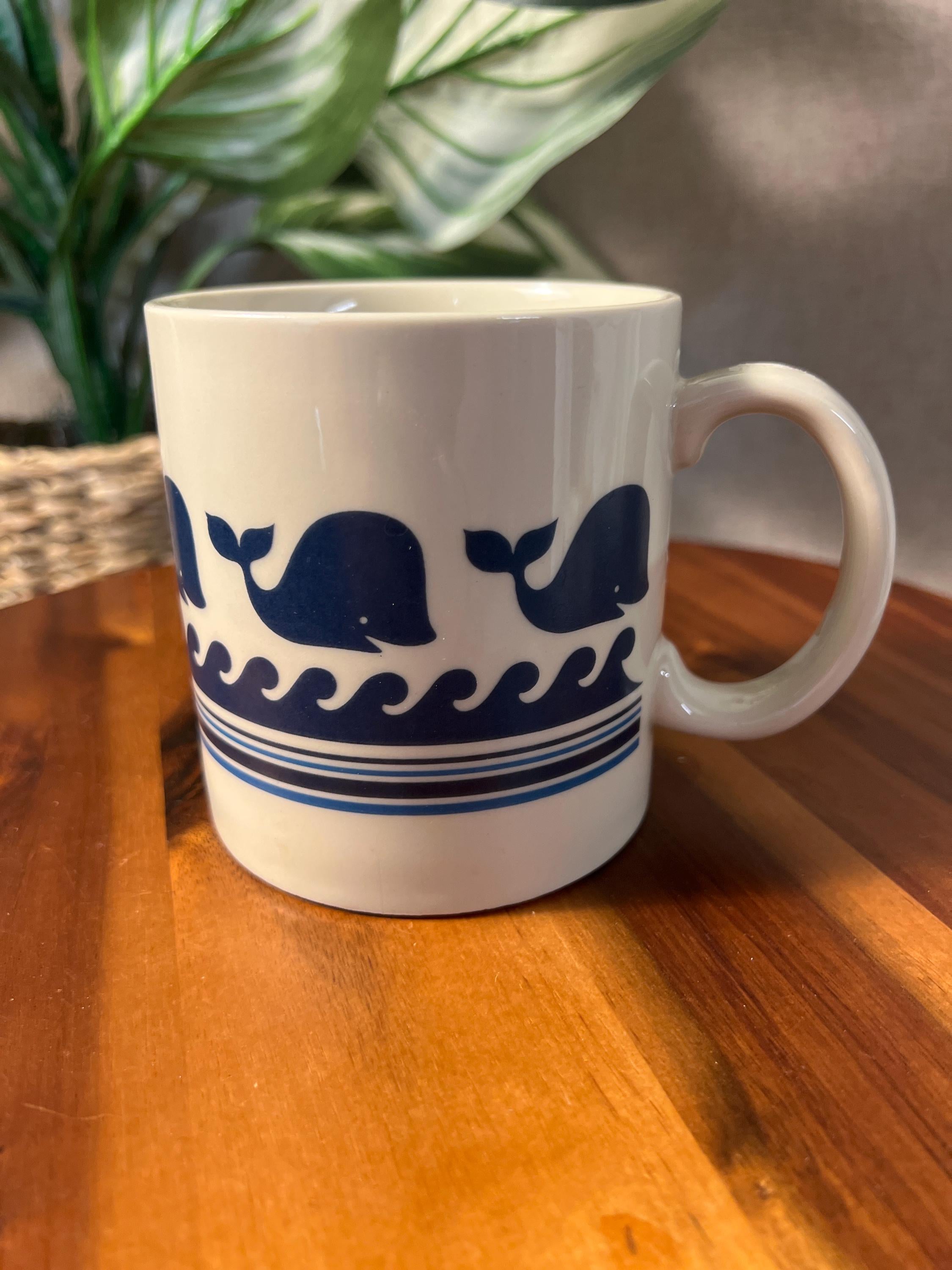 Vtg Otagiri Whale Cup Hot Beverages Japanese Handpaint 70s Hand Crafted Stoneware