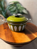 Vintage MCM Cathrine Holm White Green Lotus Enamelware Dutch Oven Pot