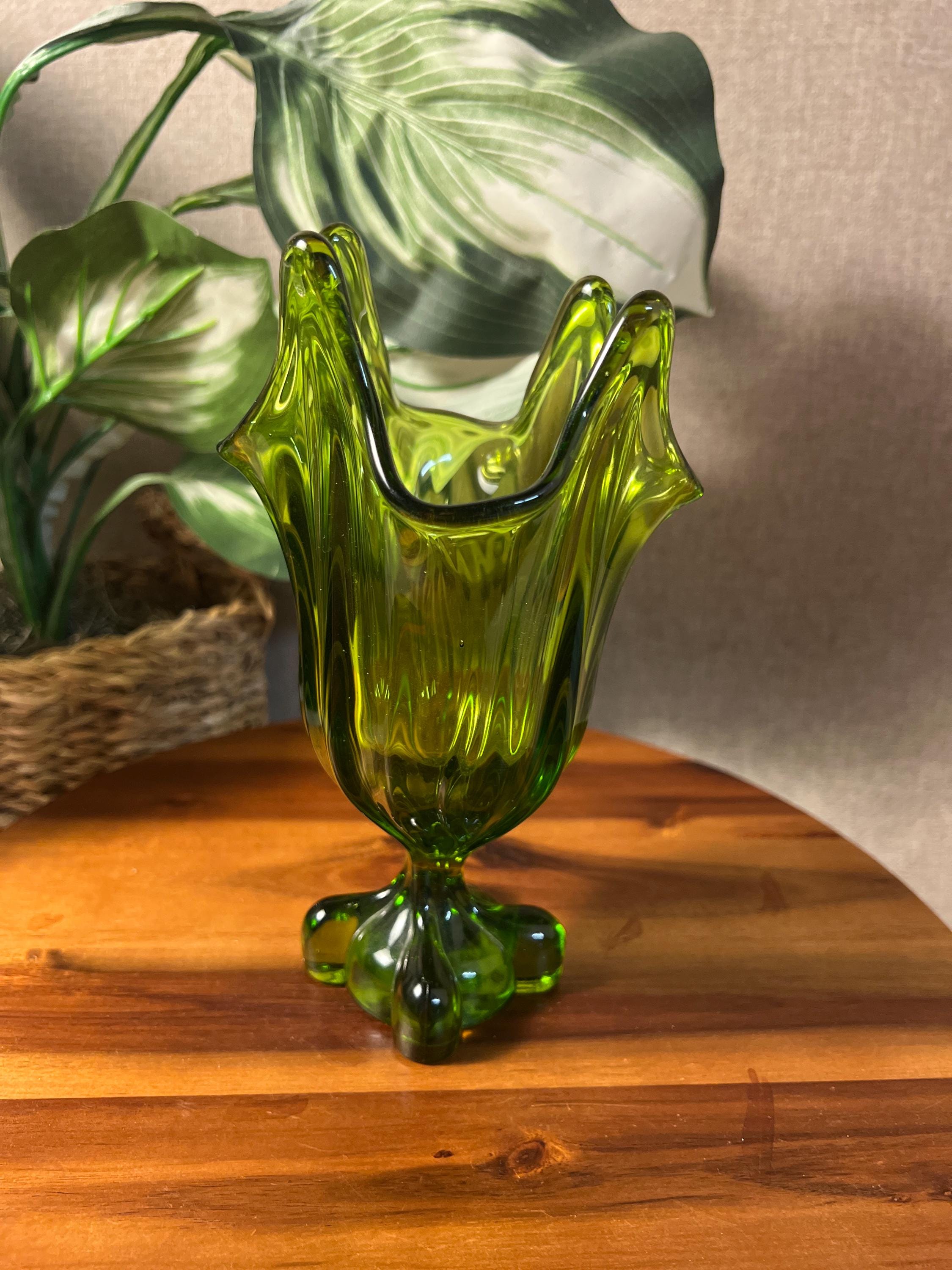 Viking Art Glass Epic Line Four  Square Footed Drape Vase