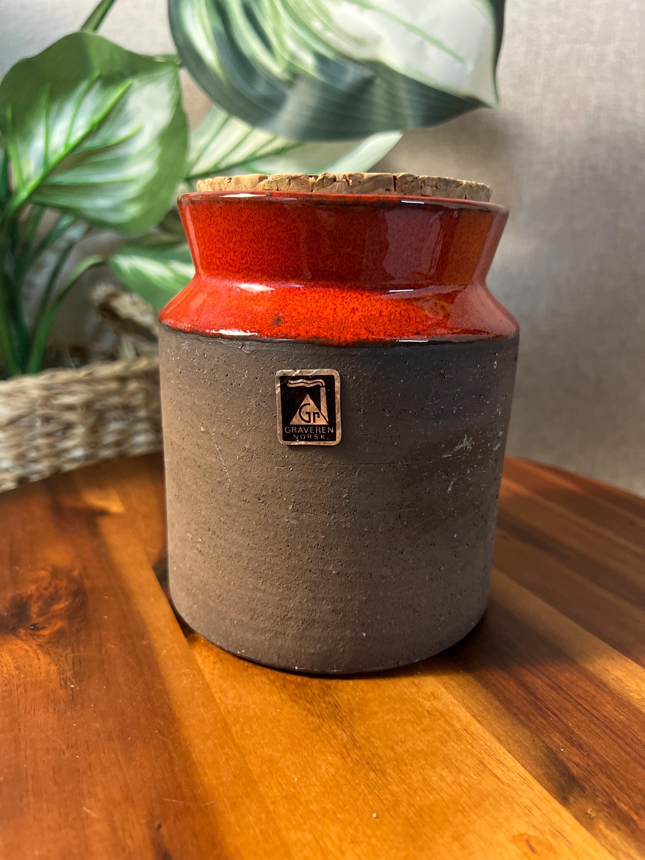 Graveren Norsk Pottery Vase Norway Ceramic Mid Century Scandinavian lava