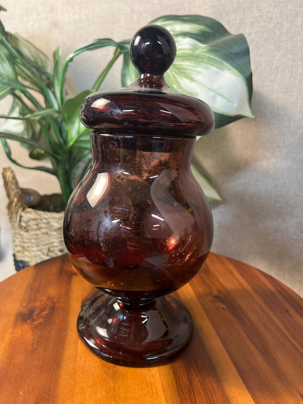 Vintage French Biot Amethyst Bubble Glass Sweets Candy Apothecary Jar