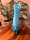 Vintage Piasa Bird Blue Opalescent 10 Swung Vase Stretched EAPG early American pressed glass