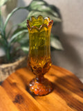 Vintage MCM Kanawha Glass Amber Moon & Star Swung Vase 9 1/2 Tall