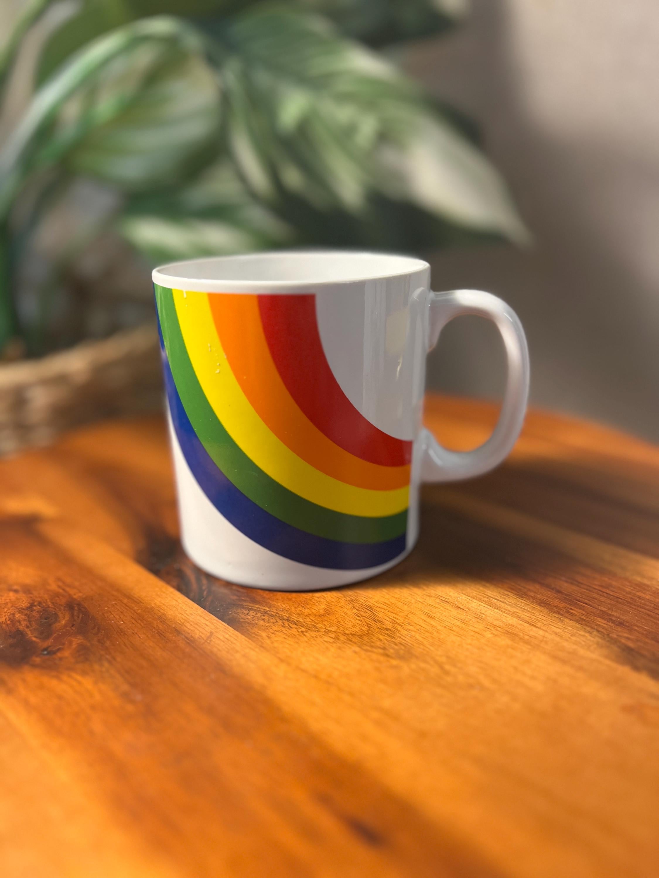 Vintage F.T.D.A Rainbow Mug Cup, Vintage Coffee Cup Mug made in Japan