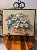 1980s Daisy Paper Tole 3-D Framed Art — Layered Paper Floral Wall Decor